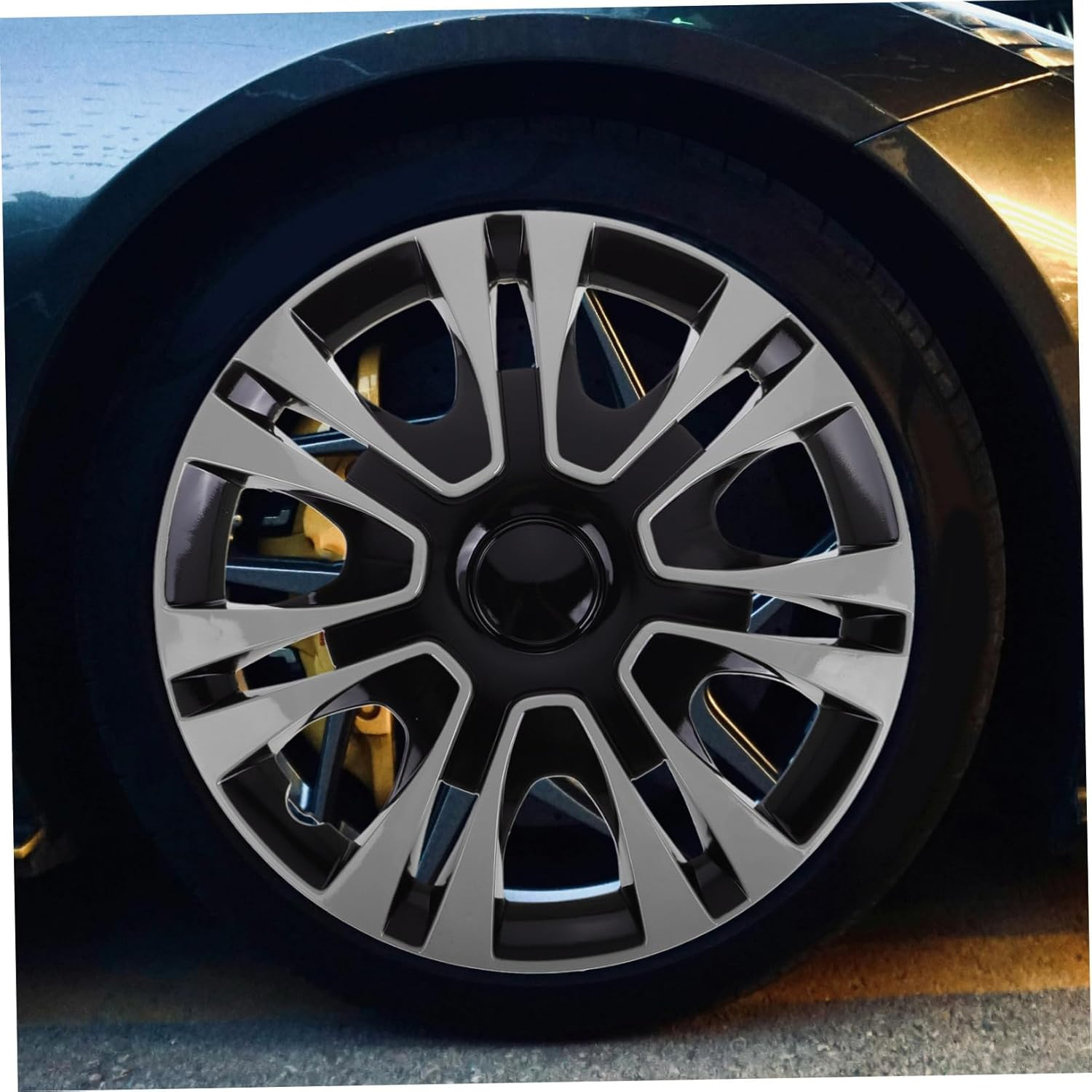 GETAJGHSD 13-Inch Silver Car Wheel Cover Hub Cap Universal Fit Vehicle Rim Replacement Auto Tire Hubcaps for Cars Automotive Accessories image number 4