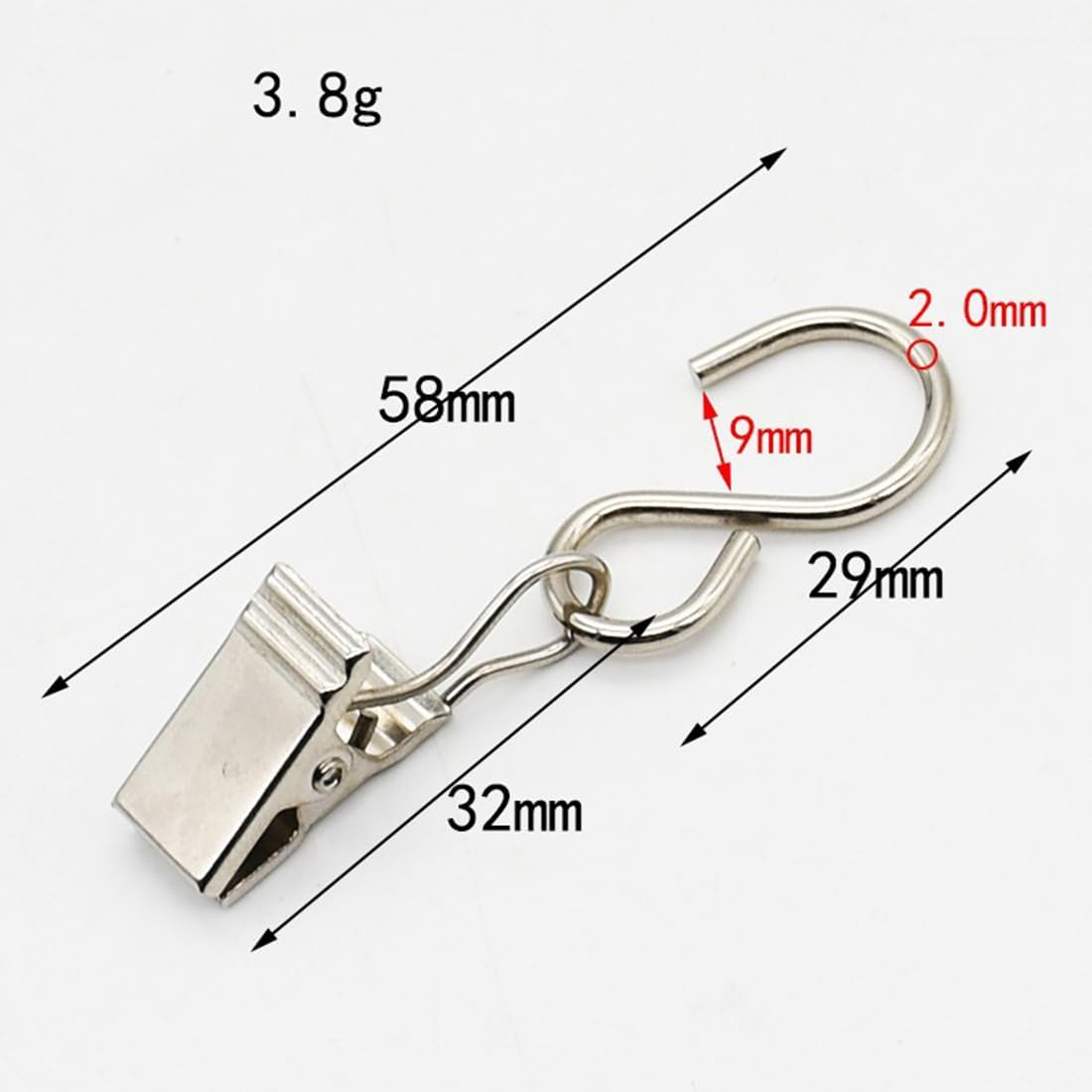 60PCS Curtain Clips with Hooks, Heavy Duty Stainless Steel Metal Clips with Hooks Gutter Hooks for Hanging Party Lights Clips, Photos, Outdoor Activities Supplies, Art Craft Home Decoration image number 3