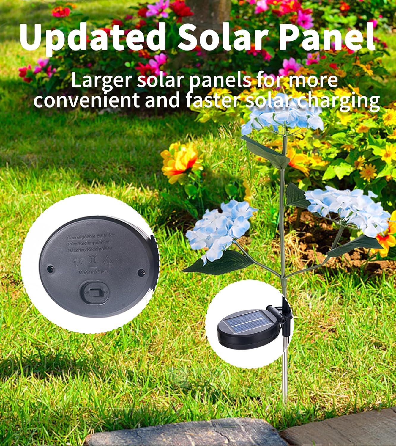 Slotlien Solar Garden Lights, 2 Pack Solar Flower Light, Waterproof Solar Powered Lights, Garden Yard Light Flower, Solar Flower Outdoor for Patio, Yard (Blue) - Blue image number 4