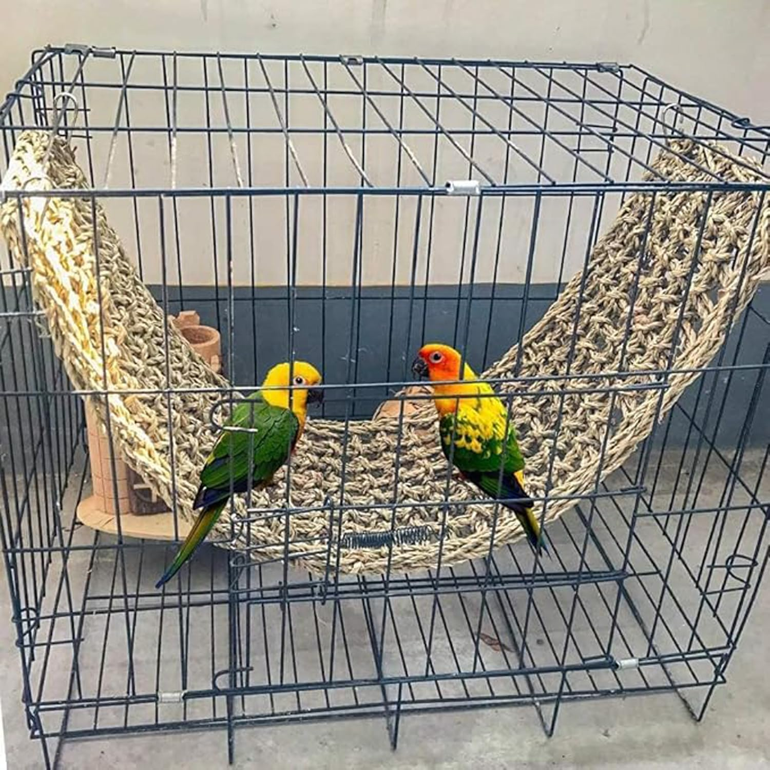 Lxcshljx Bird Seagrass Mat, 29.5"X7" Natural Grass Woven Net Hammock Hanging on Parrot Cage, Parakeet Climbing Rope Ladder Mat, Chew Toy for Pigeon Lovebird Cockatiel Conure Budgie Bearded Dragon image number 6