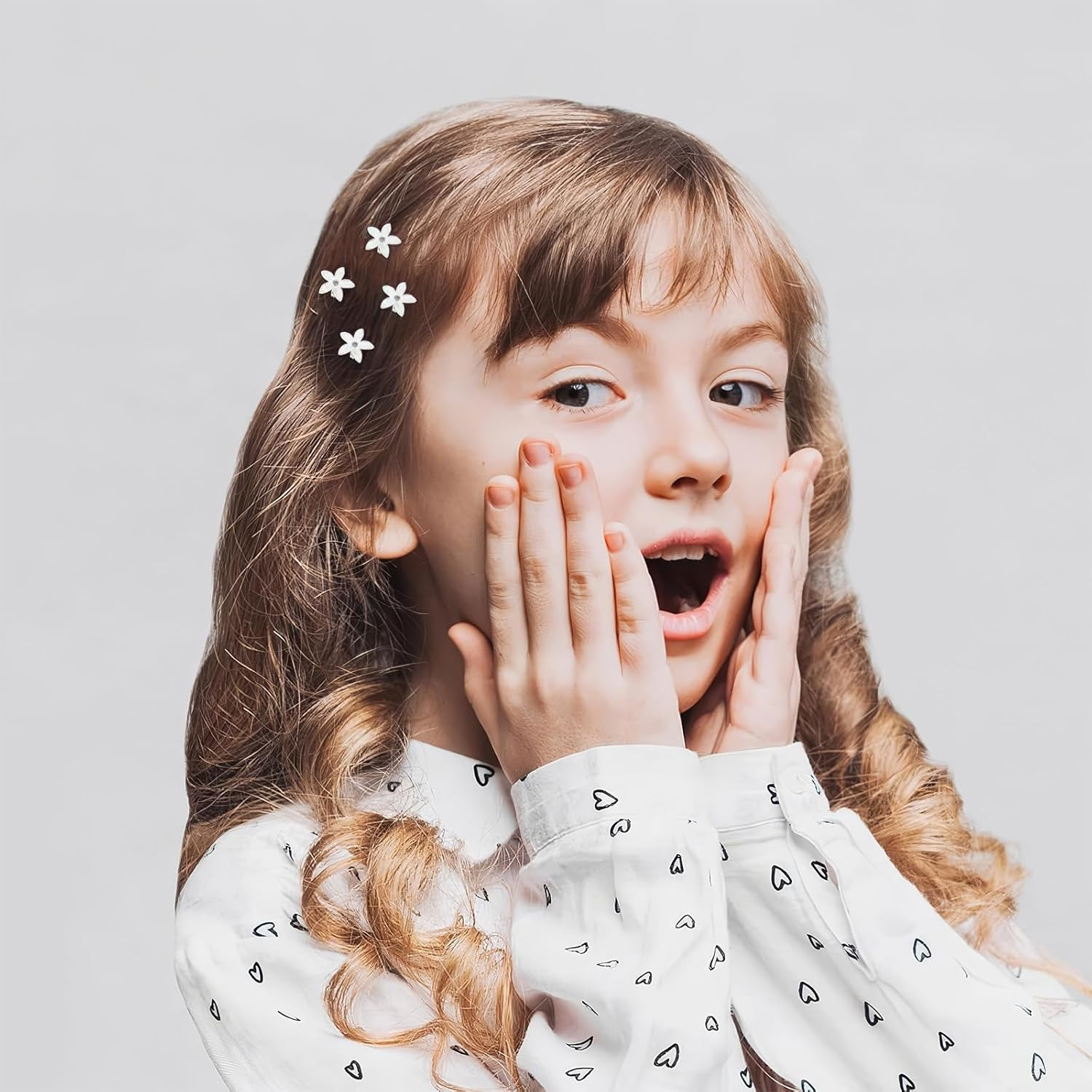 DHWEKU 10 White Flower Hair Spiral Wedding Hair Accessories Bridal Hair Clips image number 1