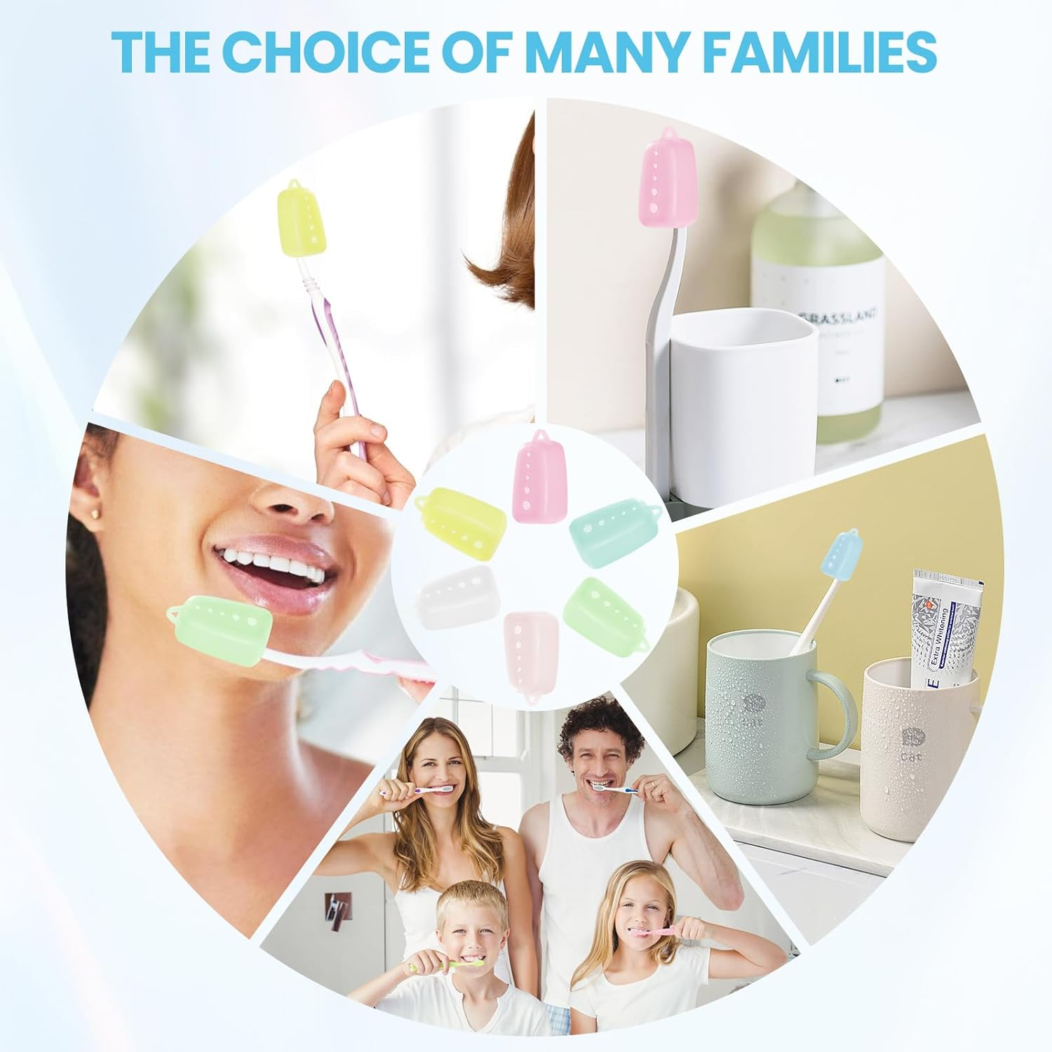 Lapfoon 6 Packs Silicone Toothbrush Covers, Tooth Brush Cover Cap for Electric & Manual Toothbrushes, Toothbrush Travel Essentials