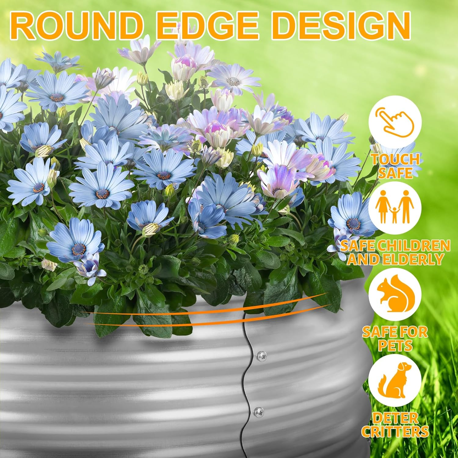 Round Galvanized Raised Garden Bed Kit Outdoor Galvanized Planter Box, above Ground Garden Planter for Flowers Vegetables, 2X2X1Ft image number 1