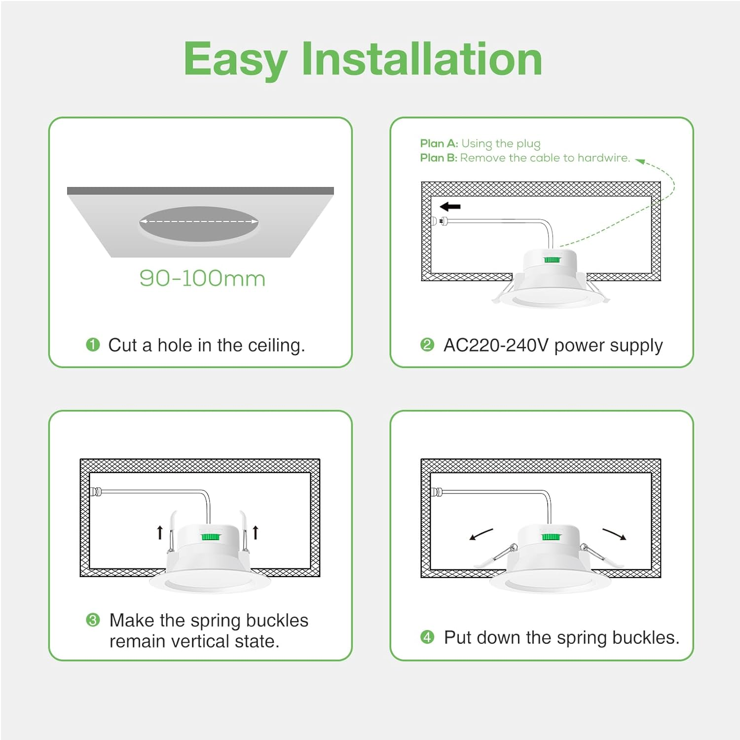 ALUSSO 12W LED Recessed Ceiling Light Dimmable IP44 Spotlight,3000K 4000K 5700K, 90-100Mm Cutout,Suitable for Bathroom,Bedroom,White, Pack of 10 image number 5