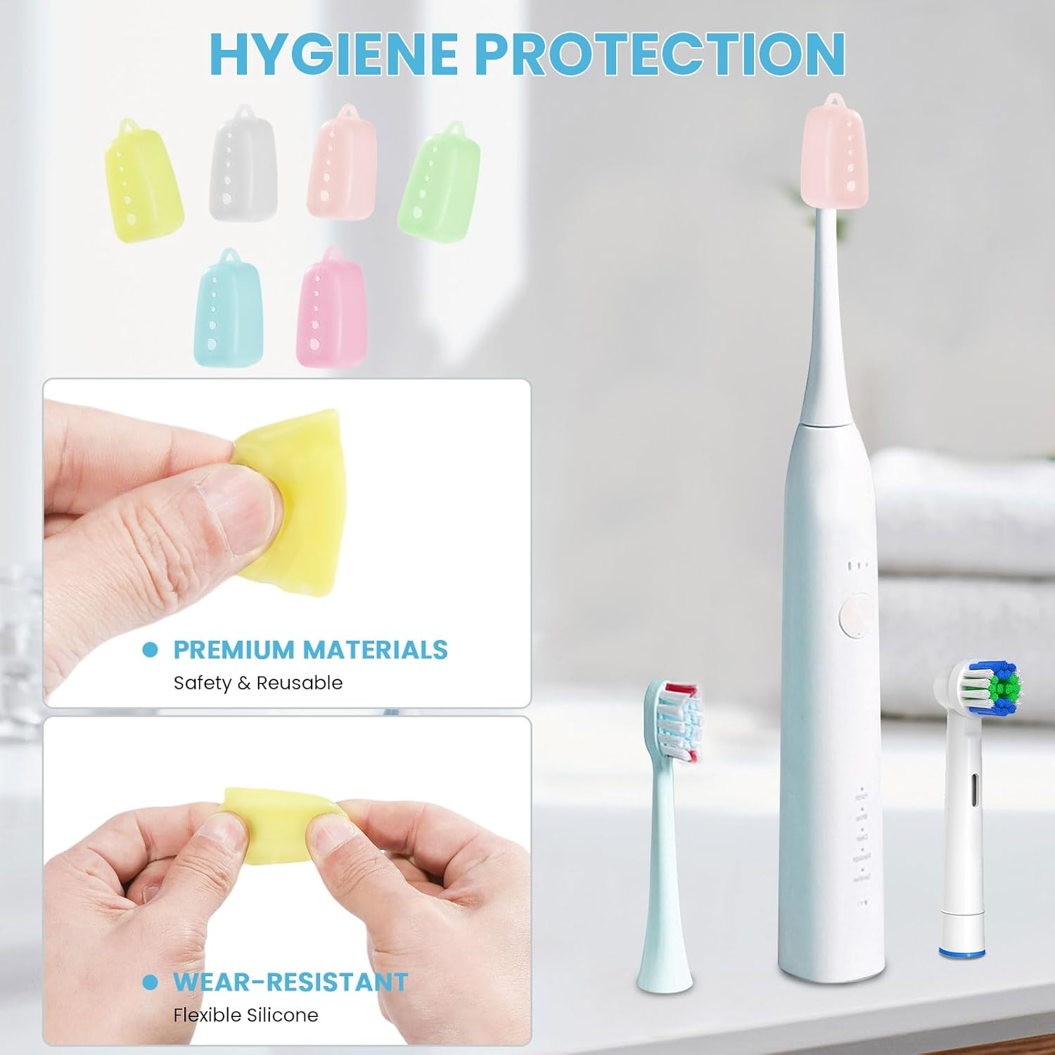 Lapfoon 6 Packs Silicone Toothbrush Covers, Tooth Brush Cover Cap for Electric & Manual Toothbrushes, Toothbrush Travel Essentials image number 3