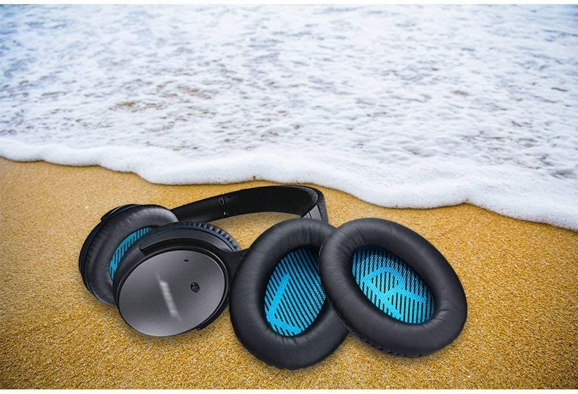 Replacement Ear Pads for Bose Quietcomfort QC25, AURTEC Headphones Earpads Cushion with Memory Form and Protein Leather, Black image number 6