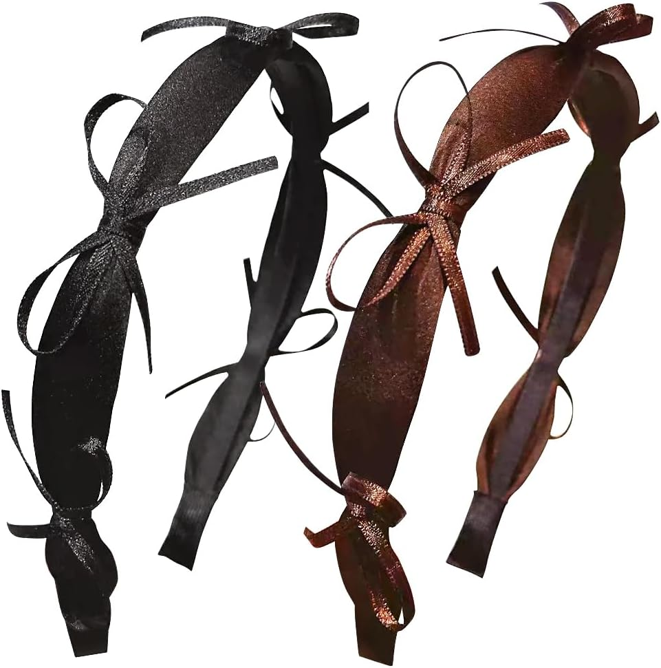 Cute Bow Headband Women'S French Bows Headband Black Brown Ribbon Bow Headband Hair Band Women'S Plastic Satin Bow Knot Hair Band Kawaii Bows Hair Accessories Women