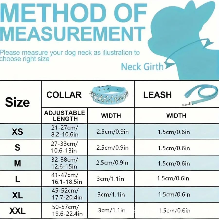 Pet Collar Rivet Studded Adjustable Necklace for Puppy Small Medium Dogs (Baby Blue, M) image number 4