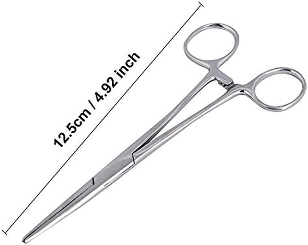 WUWYOUWL Hemostat Forceps, Stainless Steel Dog Cat Pet Scissors Ear Hair Clamp Fishing Scissors Tools (12.5Cm Straight) image number 6