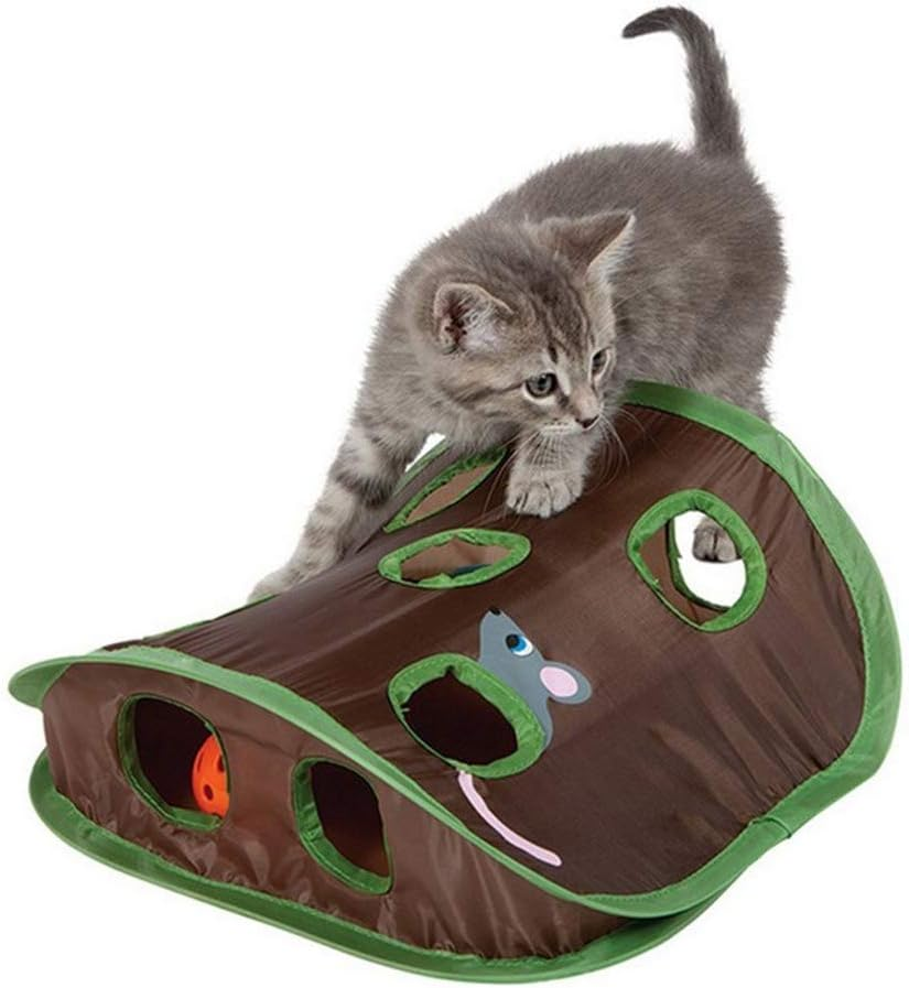 1 Set Foldable Cat Toy Pop up Open Mouse Hunt with Bell Ball Funny Interactive Hunting Pet Toys the Mouse inside Will Be Very Interesting. Perfect for Several Cats image number 4