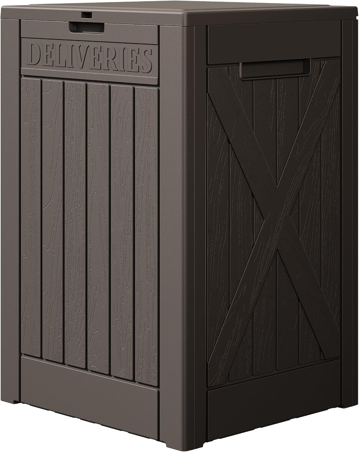 182L Lockable Outdoor Package Delivery Box, Waterproof Deck Storage Box PP Material, for Porch & Backyard (Brown)