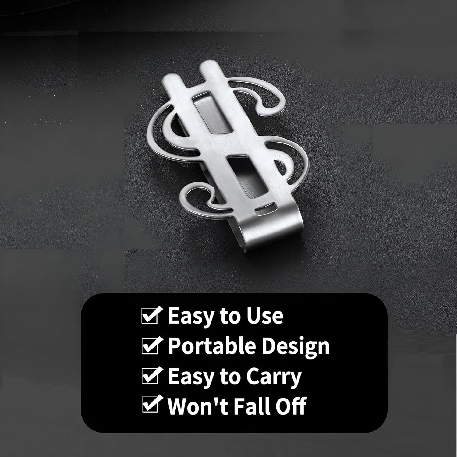 2PCS Stainless Steel Money Clip Slim Wallet Credit Business Card Holder for Men, Wallet Charms Father Dad Husband image number 2