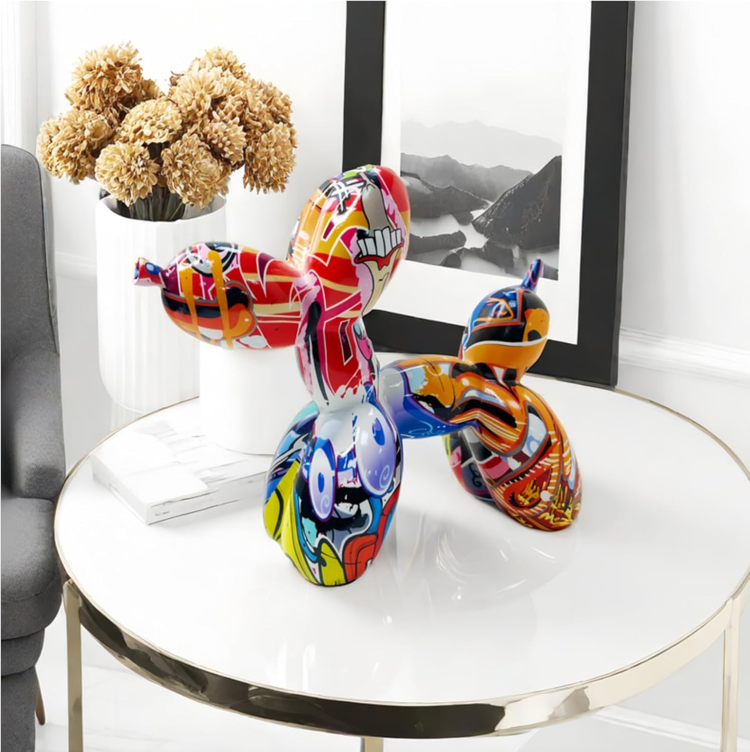 Statue Colorful Graffiti Balloon Dog Ornaments Creative Home Decoration Office Ornaments - Graffiti image number 6