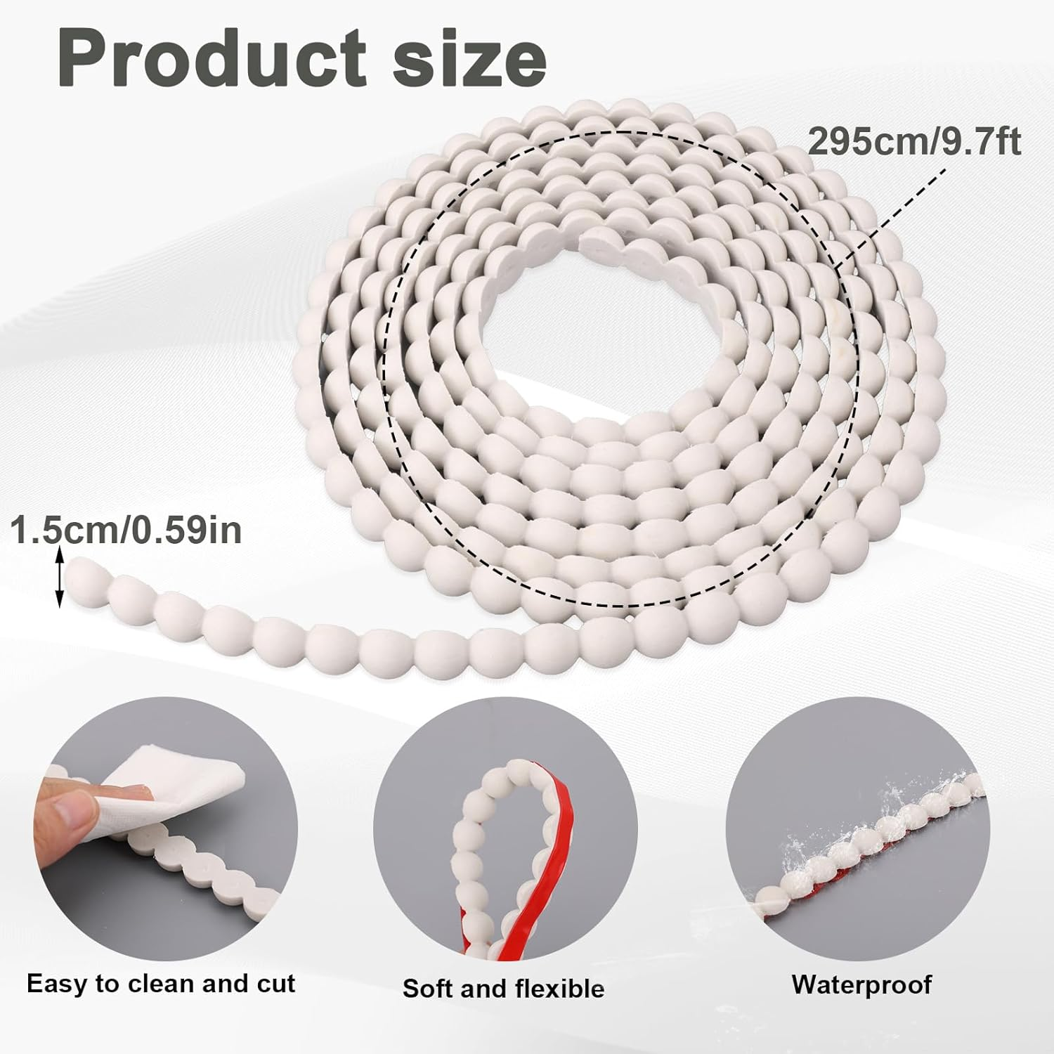 Flexible Molding Trim, 9.7Ft Peel and Stick Wall Trim Self-Adhesive White Caulk Strip for Mirror Frame Backsplash Tile Edge Ceiling Cabinet TV Wall DIY Home Decor & Protection image number 1