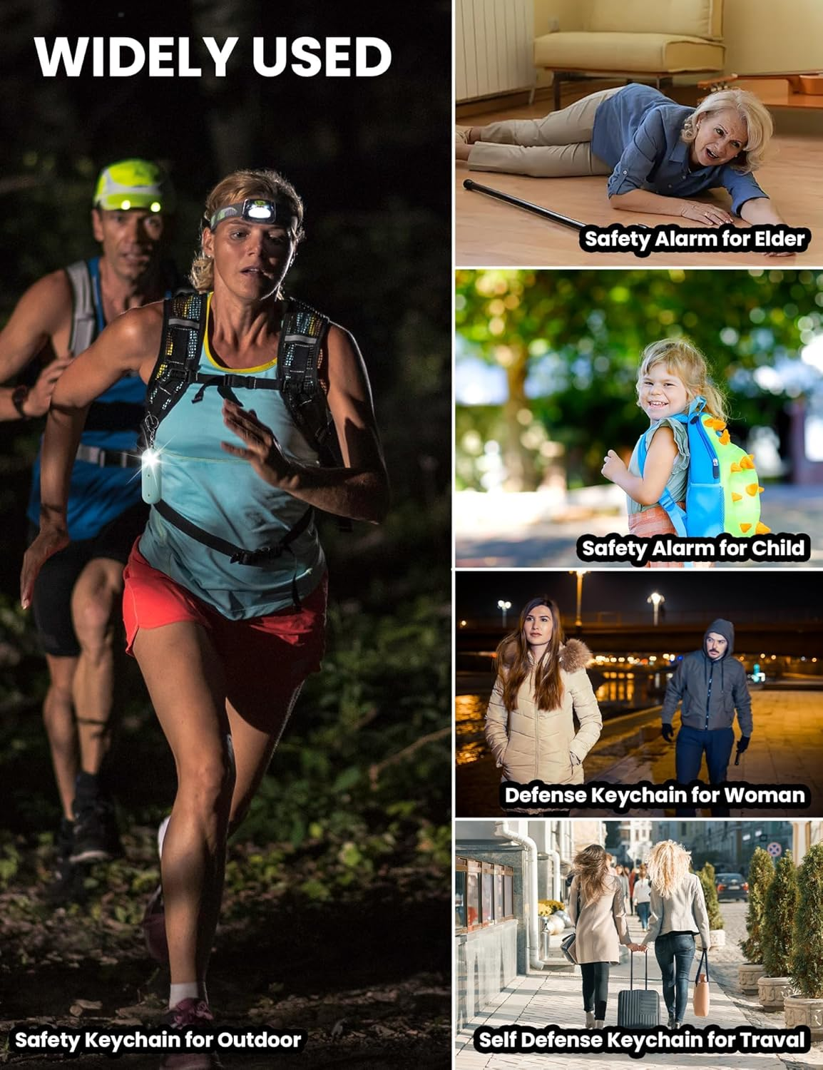 VIEYKEA Personal Safety Alarm Keychain for Women, 130DB Loud Self Defense Key Chain with LED Strobe Light, Protection Safe Siren Devices for Elderly Emergency Travel College (Black) image number 3