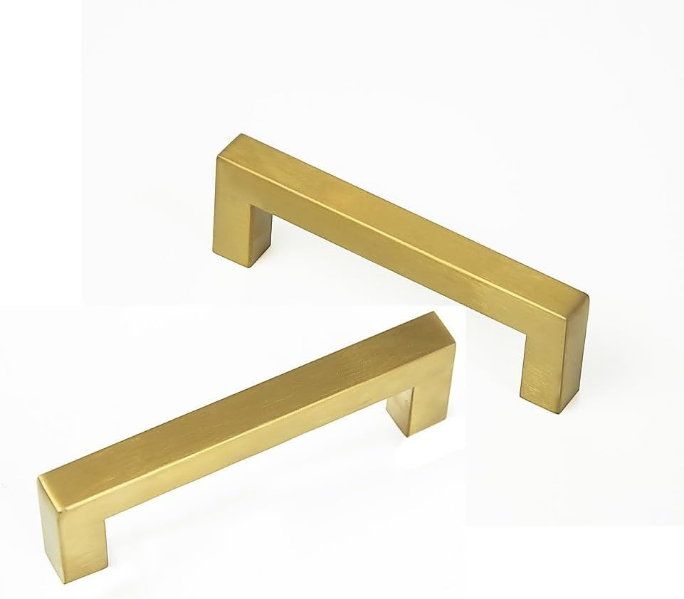15X Brushed Brass Drawer Pulls Kitchen Cabinet Handles - Gold Finish 96Mm