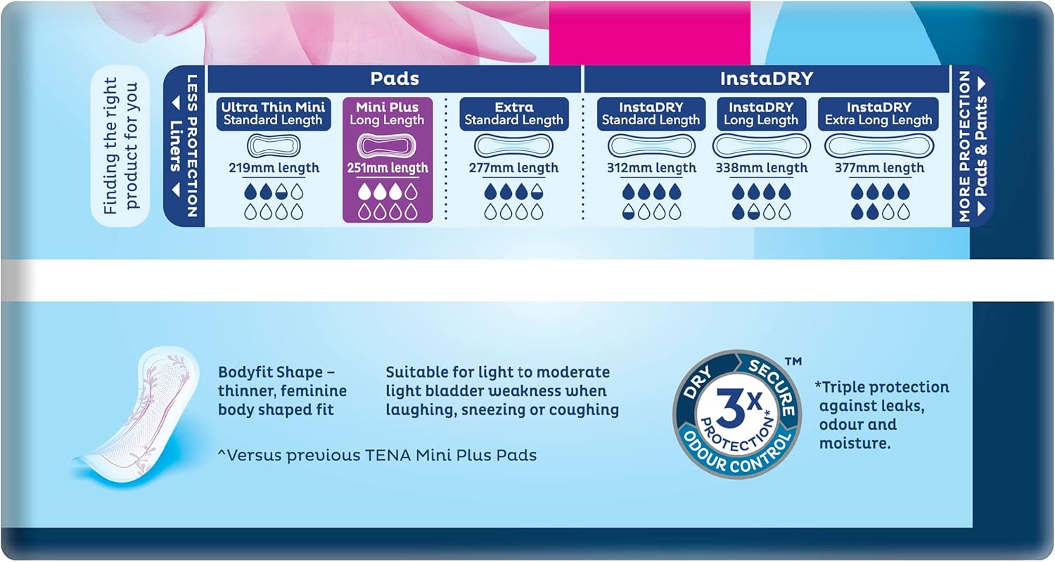 TENA Pads Mini plus Long Length, Pack of 16 image number 3