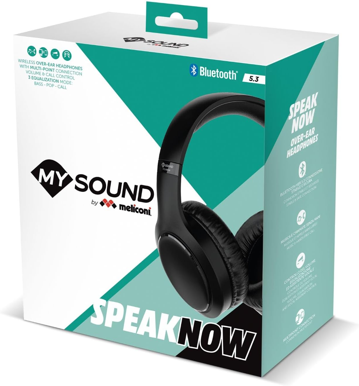 Meliconi Speak Now Bluetooth TV Headphones 5.3, Wireless Headphones for TV with Microphone, Sound, Secure Connection, Powerful Bass, Compatible with Android and Apple