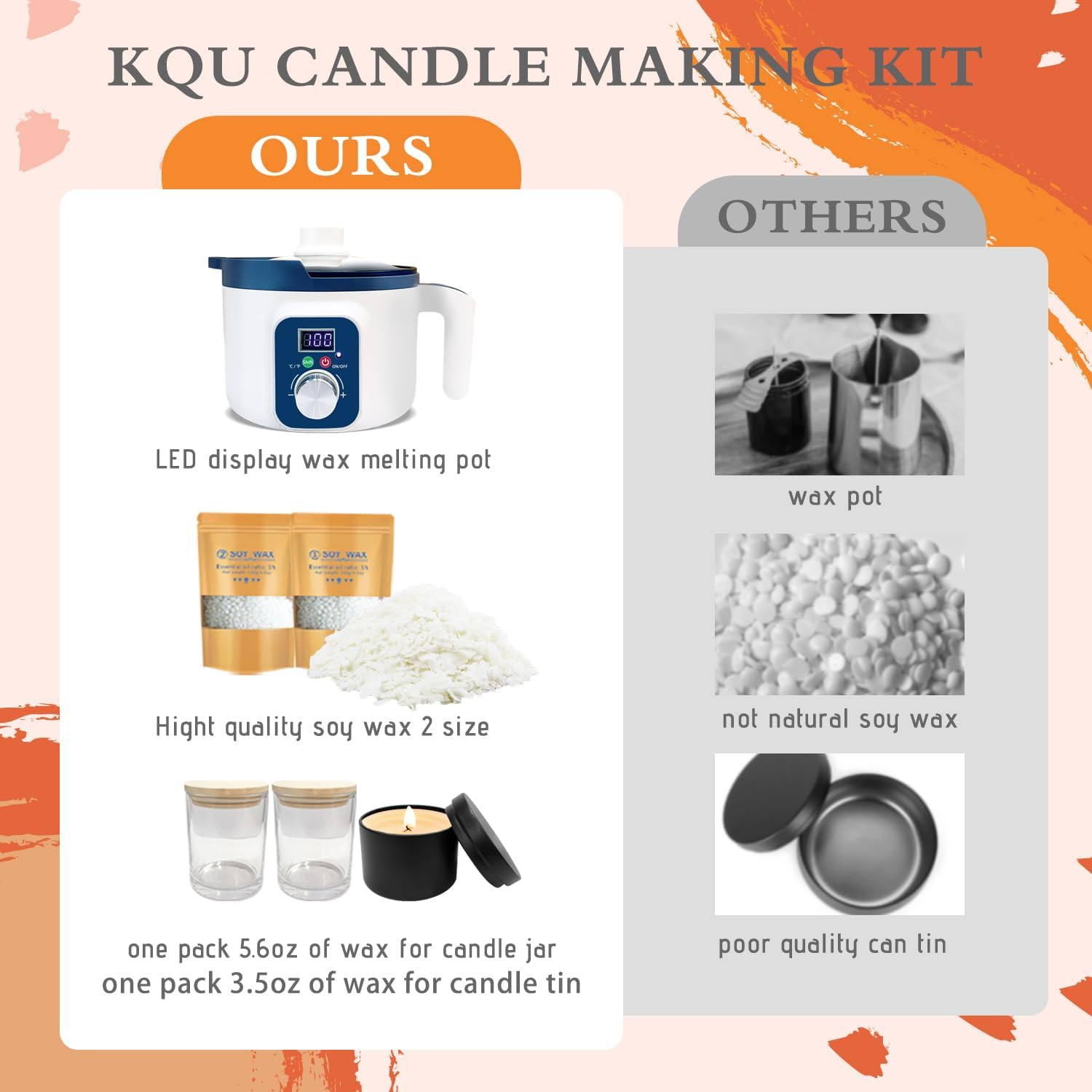 Candle Making Kit with Digital Wax Melter Pot, DIY Candle Maker Set for Adults, Soy Wax for Candle Making, Kit to Make Handmade Aromatic Candles image number 3