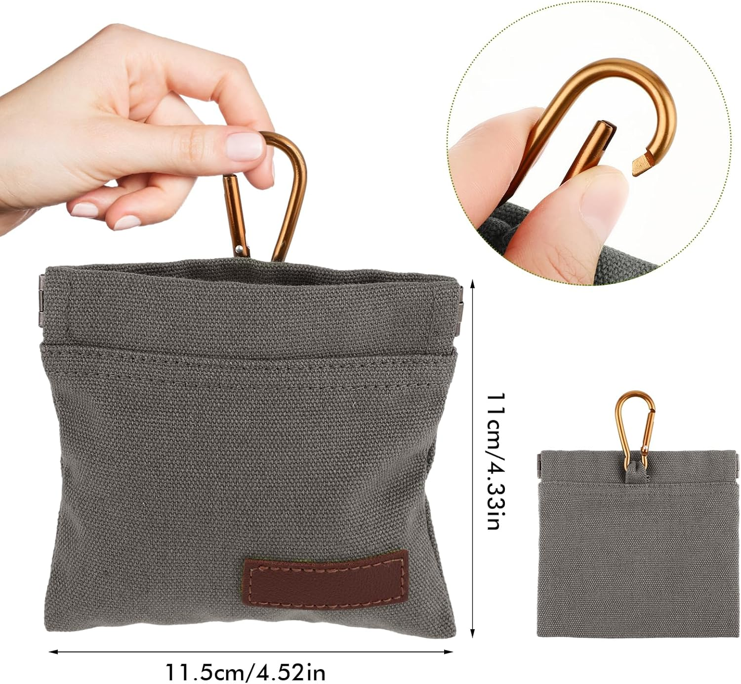 Jeffdad Treat Bag for Dogs, Hands-Free Food Bag Dog Training with Carabiner Hands-Free Dog Treat Bag with Automatic Closure Puppy Treat Bag for Dog Training (Grey)