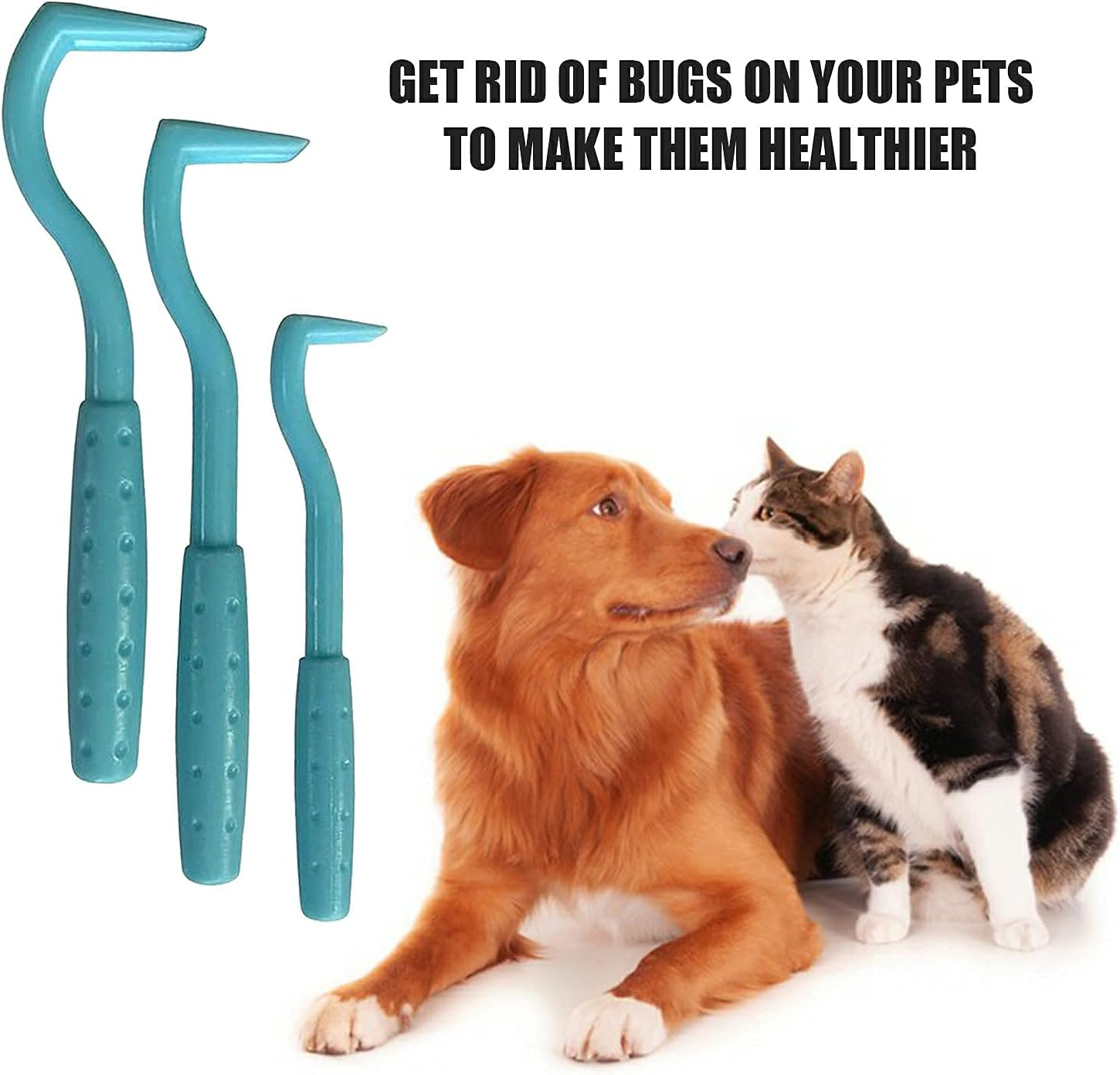 Cats and Humans Plastic Tick Puller Tick Grabber, 3Pcs Tick Remover Tick Remover Tick Puller Removal Tick Grabber,Tick Removal Tick Picker Flea Removal Tool,Tick Hook Louses Pliers Remover,Blue