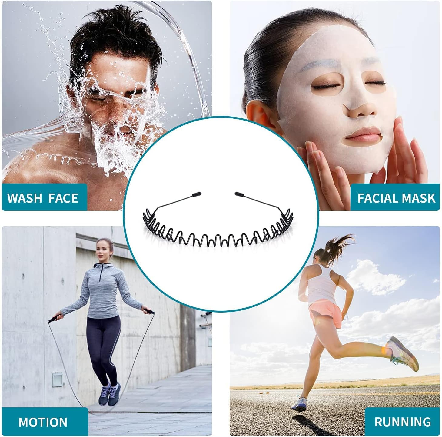 Metal Headbands Men'S Hair Bands Women'S Fashion Headbands Summer Outdoor Wavy Teeth Sports Headbands Black Fashionable Simple Elastic Non-Slip