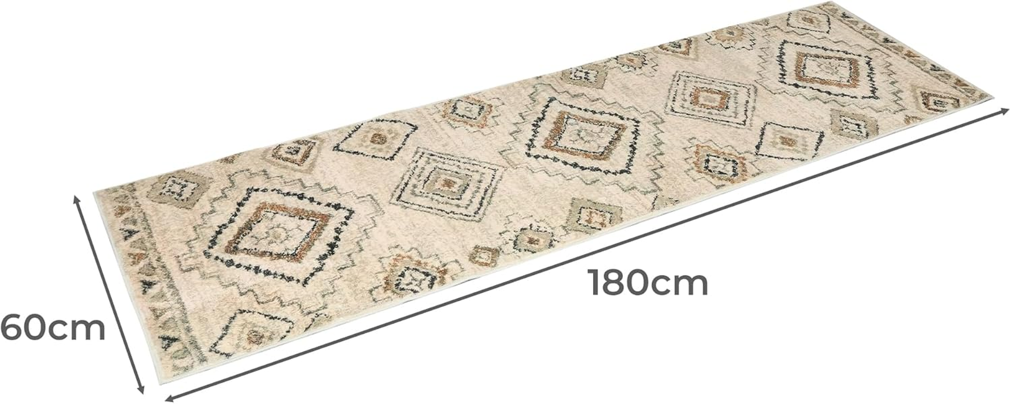 MARLOW Runner Rugs, 180X60Cm Anti-Slip Area Rugs,Low Pile Soft Entry Carpet Washable - Versatile for Hallway, Bedroom, Kitchen, Dining Room, Living Room, Study (Cream) - Blue image number 6