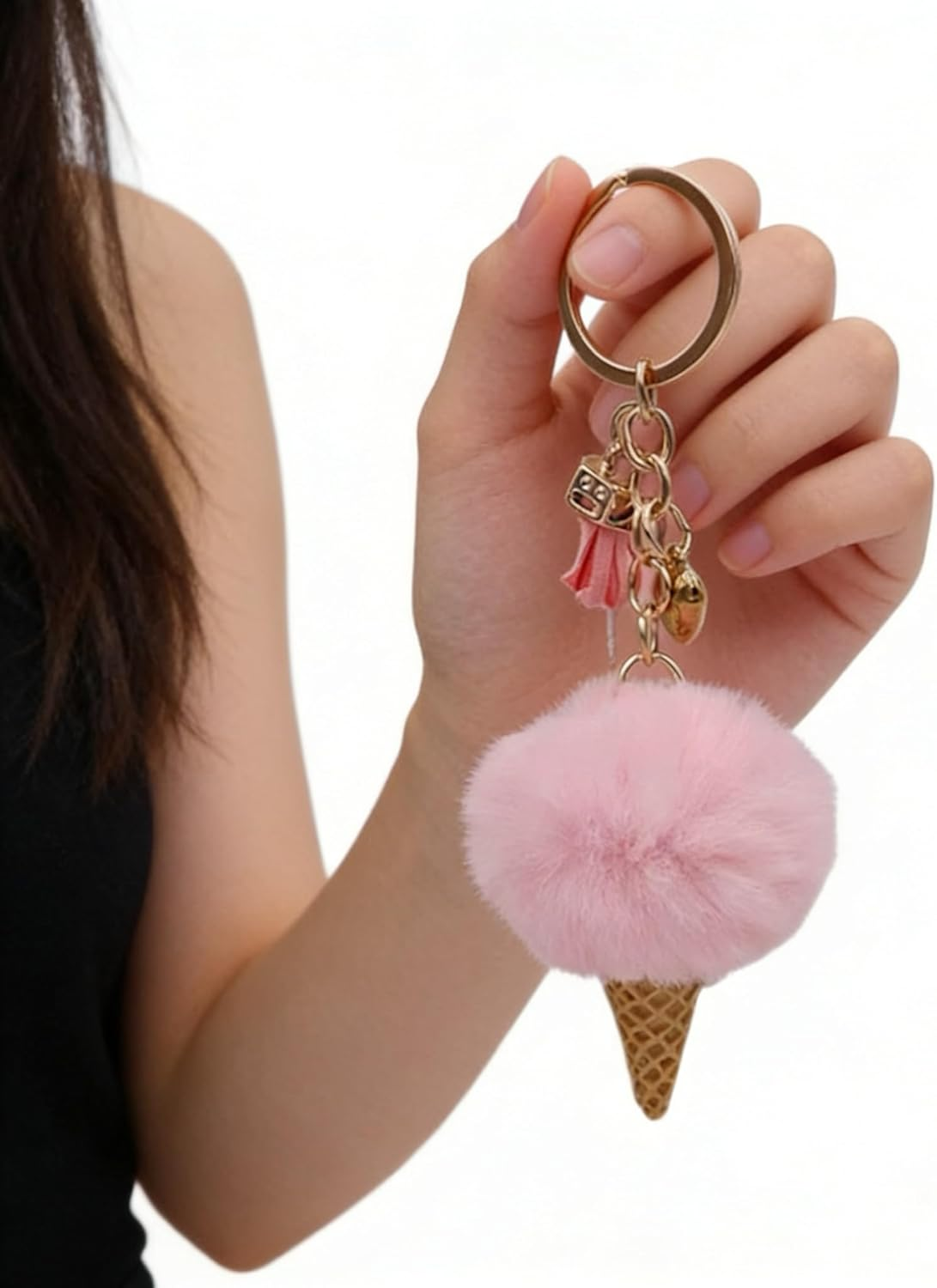 Kzhuim Soft Plush Ice Cream Keychain - 10 Color Dessert Pendant Charm for Bags, Backpacks, Women, Kids (4.5Cm, 14.5Cm Total) - Purple image number 7