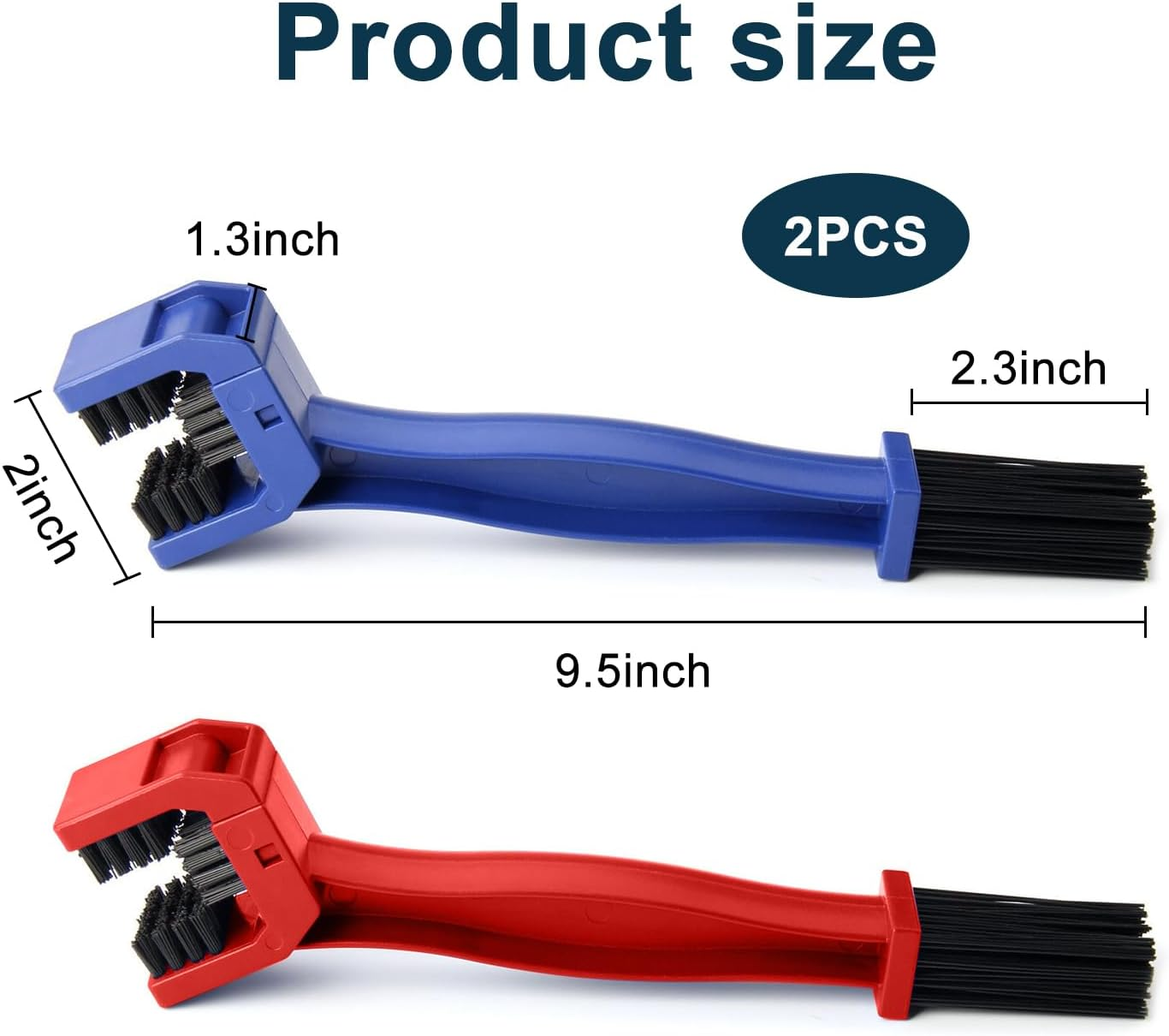 2 Pcs Chain Cleaning Brush, Funcyboo Bike Motorcycle Chain Washer Bike Chains Scrubbing Brush for Mountain Bikes Motorcycle Chains (Red and Blue) image number 4