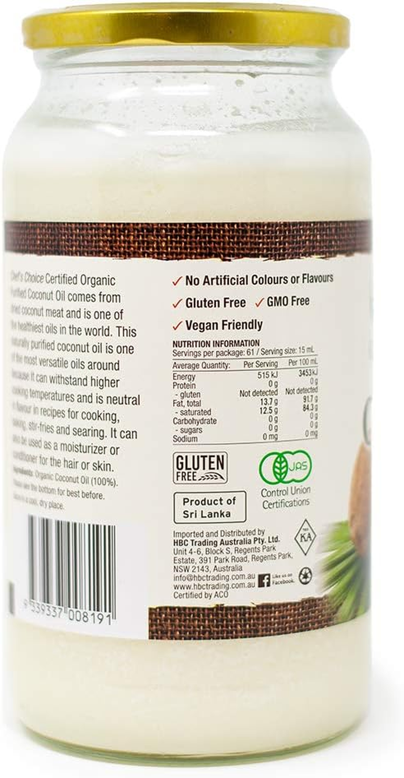 Chef'S Choice Organic Purified Coconut Oil, 915 Ml image number 3