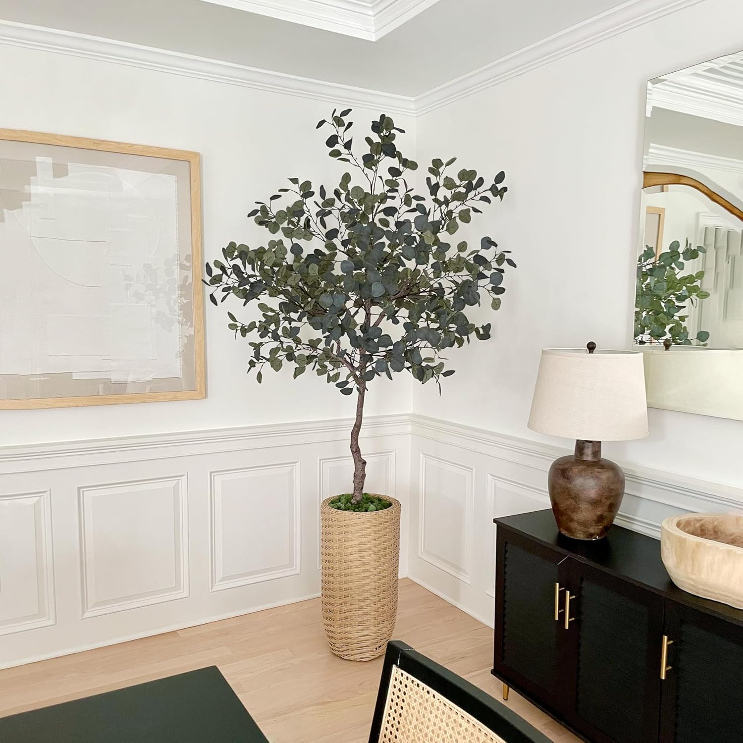 6Ft Artificial Eucalyptus Tree in Plastic Nursery Pot, Tall Faux Eucalyptus Stems Fake Plants with 846 Silver Dollar Leaves, Artificial Trees for Office House Living Room Home Decor Indoor image number 4