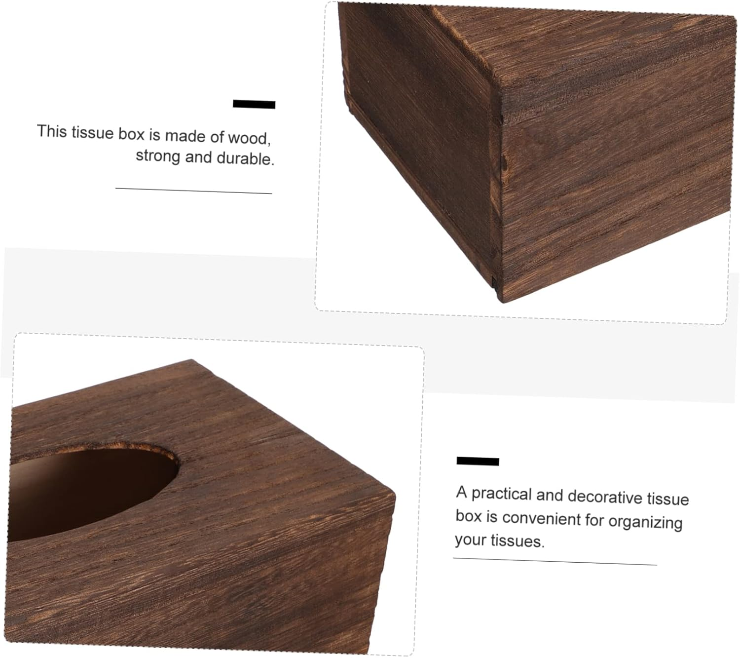 Alipis Elegant Fir Wood Tissue Box Napkin Storage Creative Decor for Living Room Tissue Box Holder image number 5