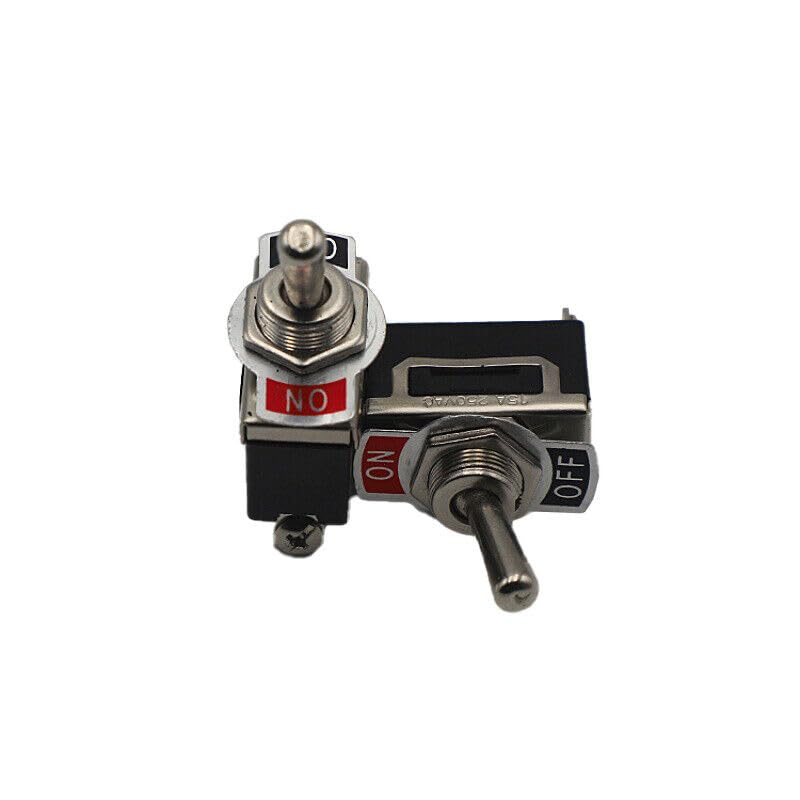 AIMALL 5X Waterproof Toggle Flick Switch 250V On/Off Car Dash Light Metal 12 Volt Boot, SPST 2Pin Heavy Duty, 15A Rocker Toggle, 1.14X0.63X2.2 Inches image number 2