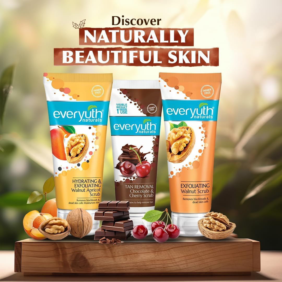 Everyuth Naturals Tan Removal Chocolate & Cherry Scrub|D Tan, Detoxify & Cleanse|Paraben Free| Antioxidant Choco & Multi-Vitamin Cherries|For Oily, Dry, Normal, Combination & Sensitive Skin - 100G image number 3