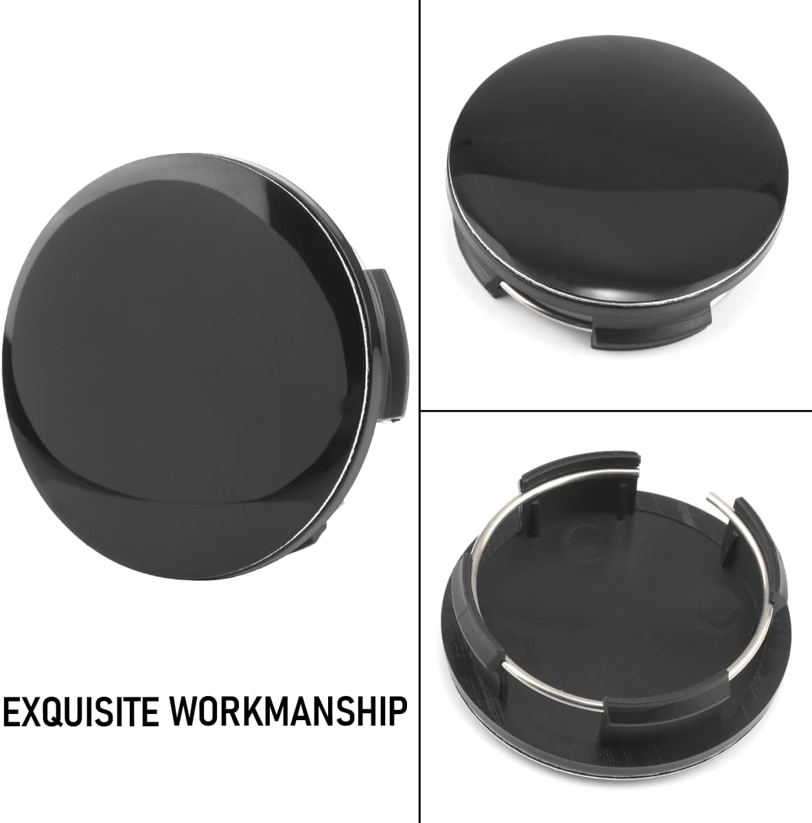 Rhinotuning Set of 4 Wheel Caps Outer Diameter 57Mm Hub Centre Caps, Clip Diameter 50Mm for Mazda 3 Series Black Wheel Center Cap image number 4