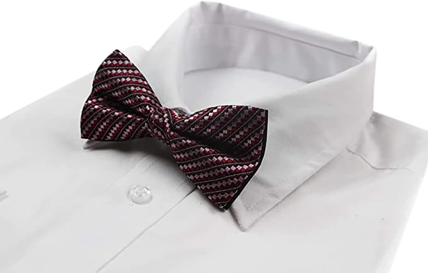 Mens Black, Red & Pink Patterned Bow Tie Black, Red, Pink image number 2