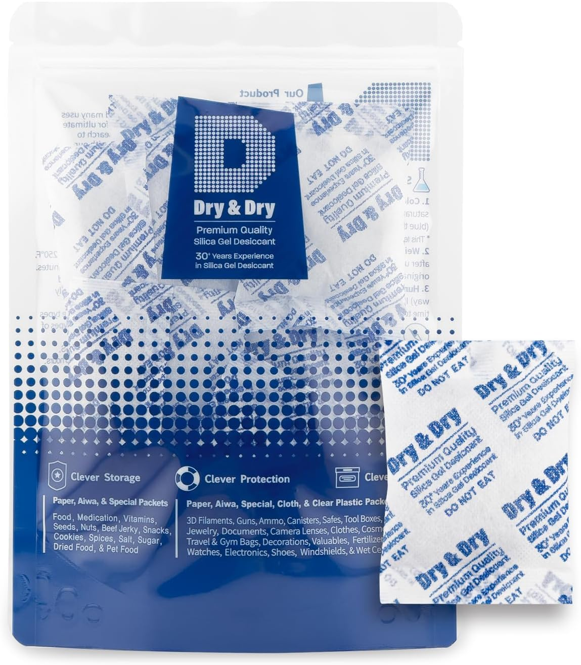 Dry & Dry 20 Gram Pack of 20 Silica Gel Packets Desiccant Dehumidifiers image number 2