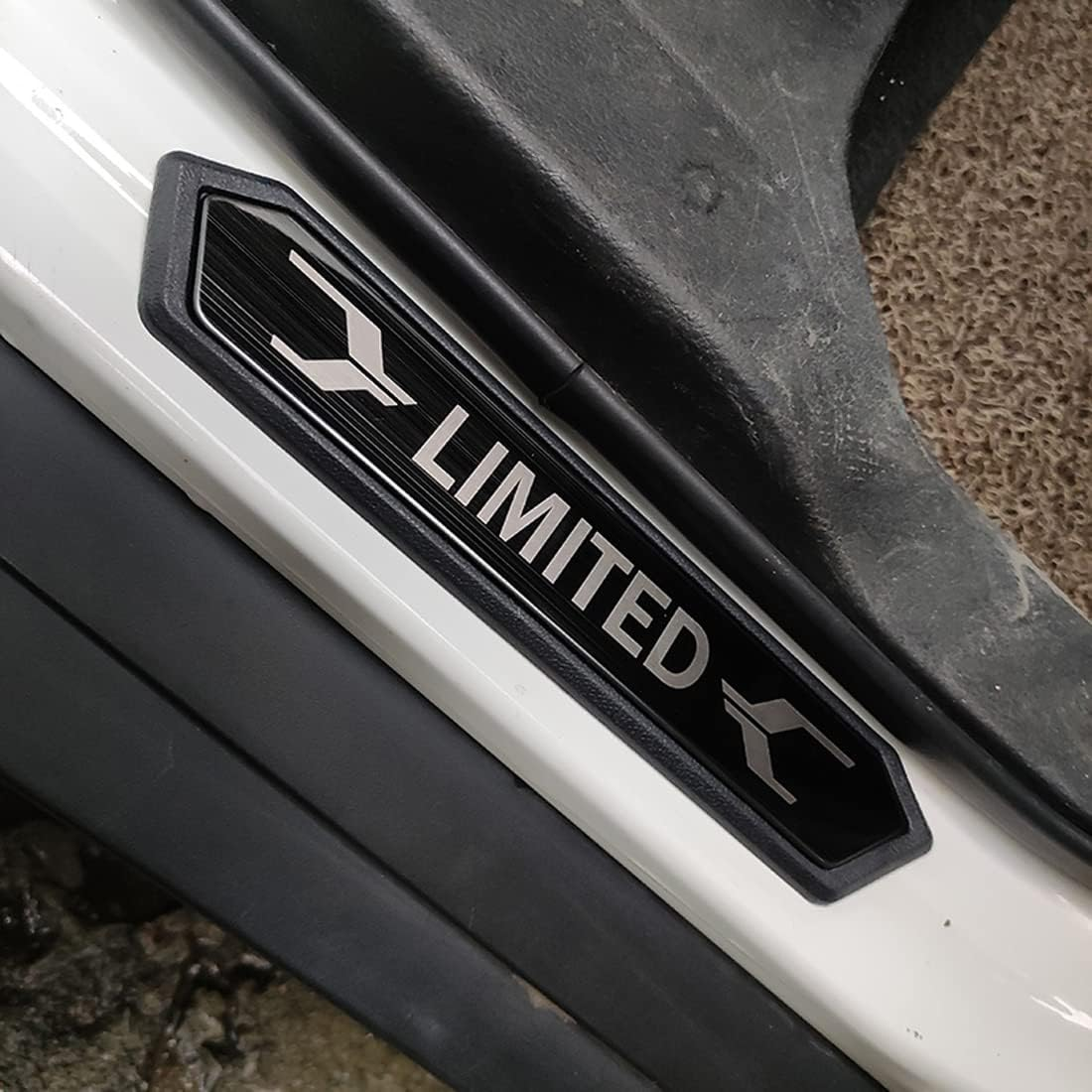 FEOYDS Stainless Door Sill Protector Kick Plate Entry Guard Kit for Toyota RAV4 Highlander Corolla Cross Venza Harrier Bz4X Kluger Limited 2023 Accessory (Black Limited Text) image number 4