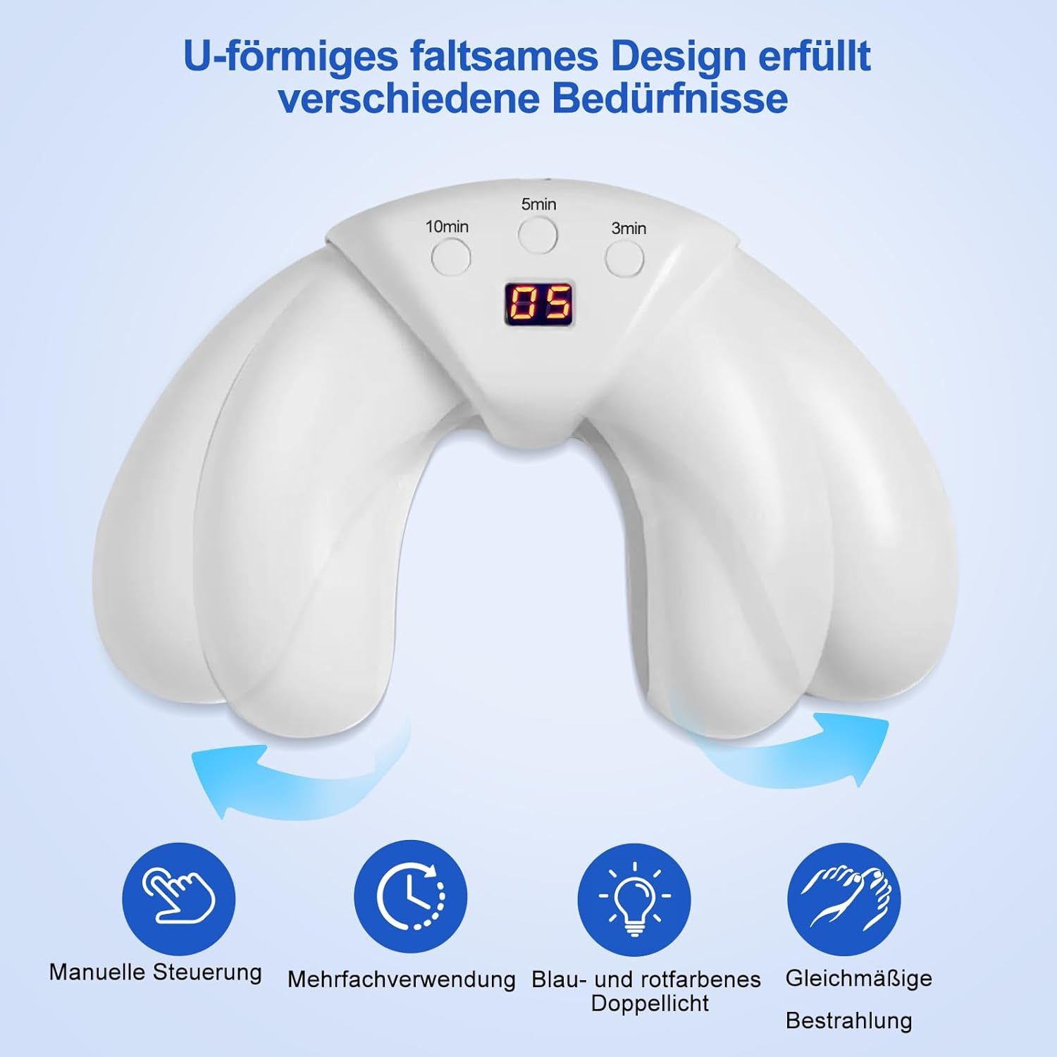 Nail Fungus Cleaning Device for Multiple Toenail,Suitable for Discolored and Thickened Toenails,Foldable 910 Nm Infrared Light + 470Nm Blue Light Nail Fungus Treatment Device,Safe & Effective