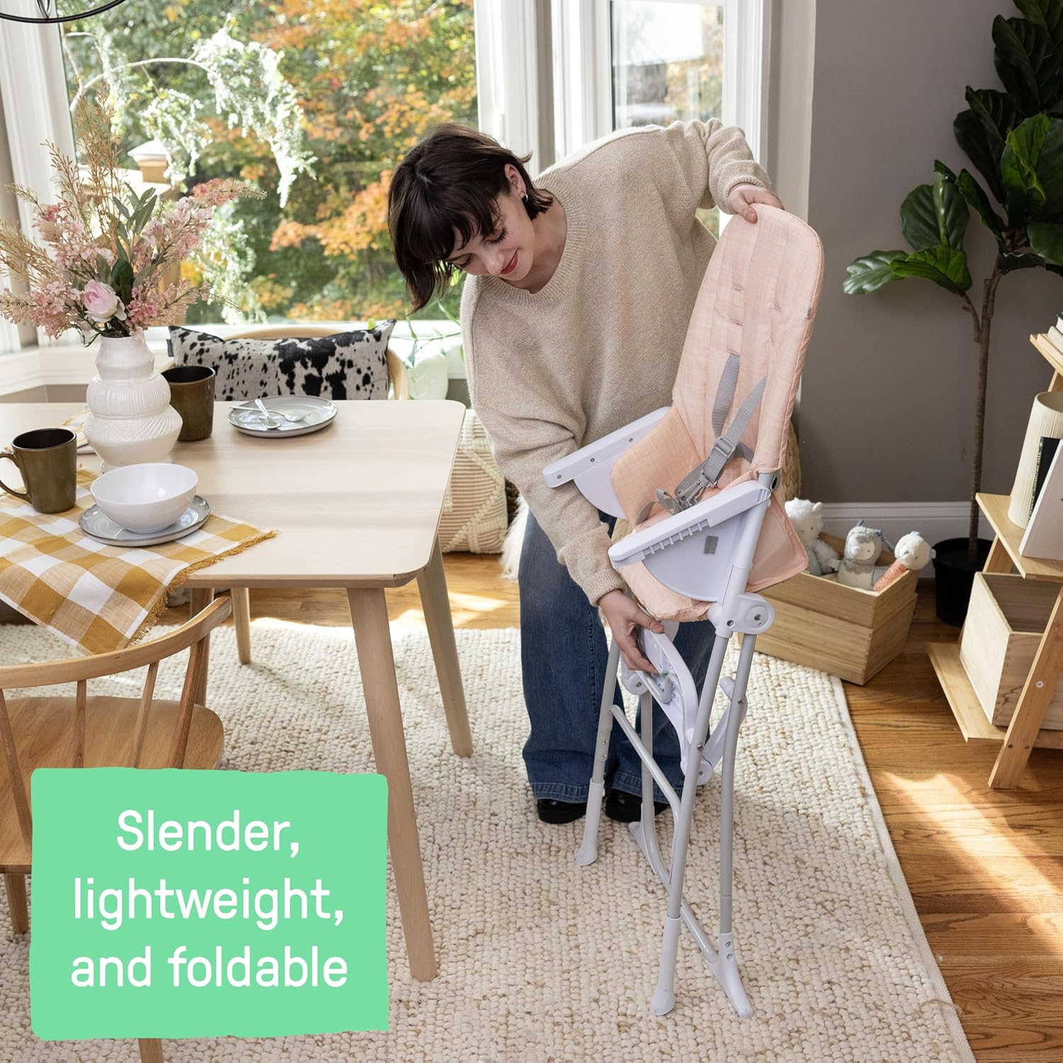 Ingenuity: Ity by Ingenuity Sun Valley Compact Folding High Chair, Food-Grade Safe Plate, Safety Harness, for Ages 6 Months and Up, Unisex - Pink image number 5