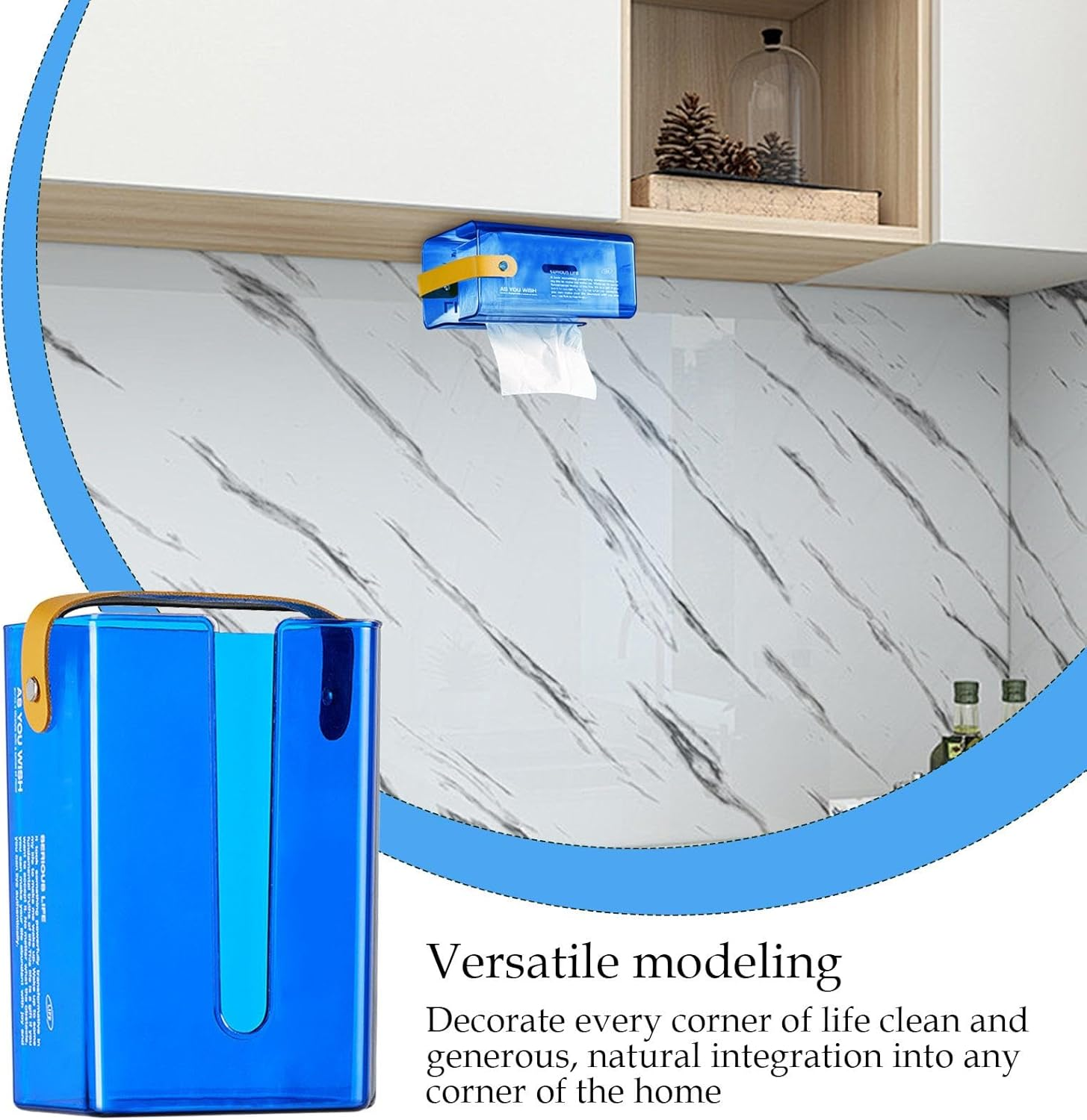 Tissue Dispenser Wall Mount,No Punch Wipes Dispenser | Tissue Dispenser, Kitchen Wipes Storage Box for Home Kitchen Bathroom Apartment image number 4