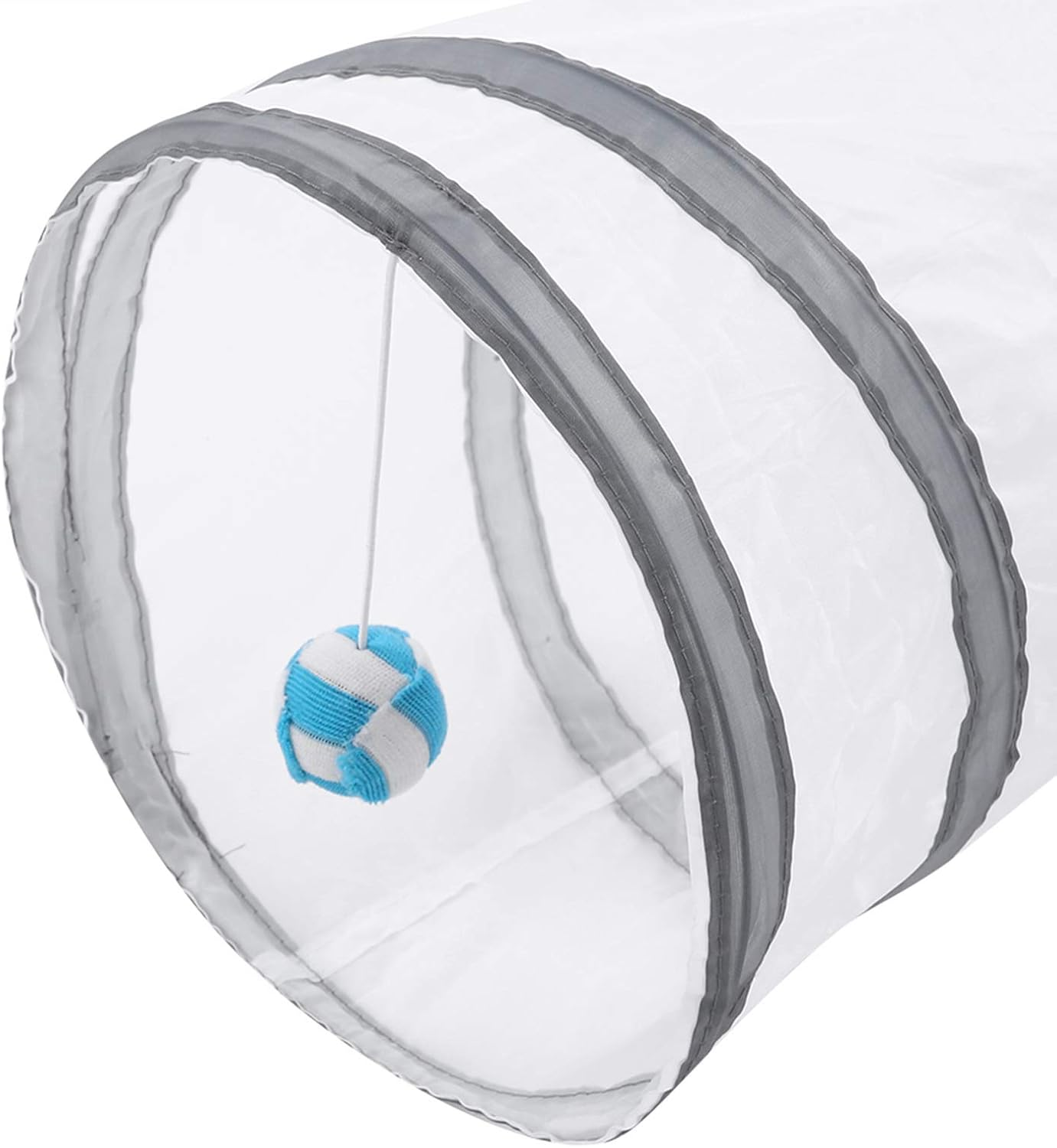 EVTSCAN Pet Cat Tunnel, 4 Color Foldable Collapsible 3 Way Play Toy, Tube Fun for Rabbits, Kittens, and Dogs Pet Interactive Training Toy(White) image number 4