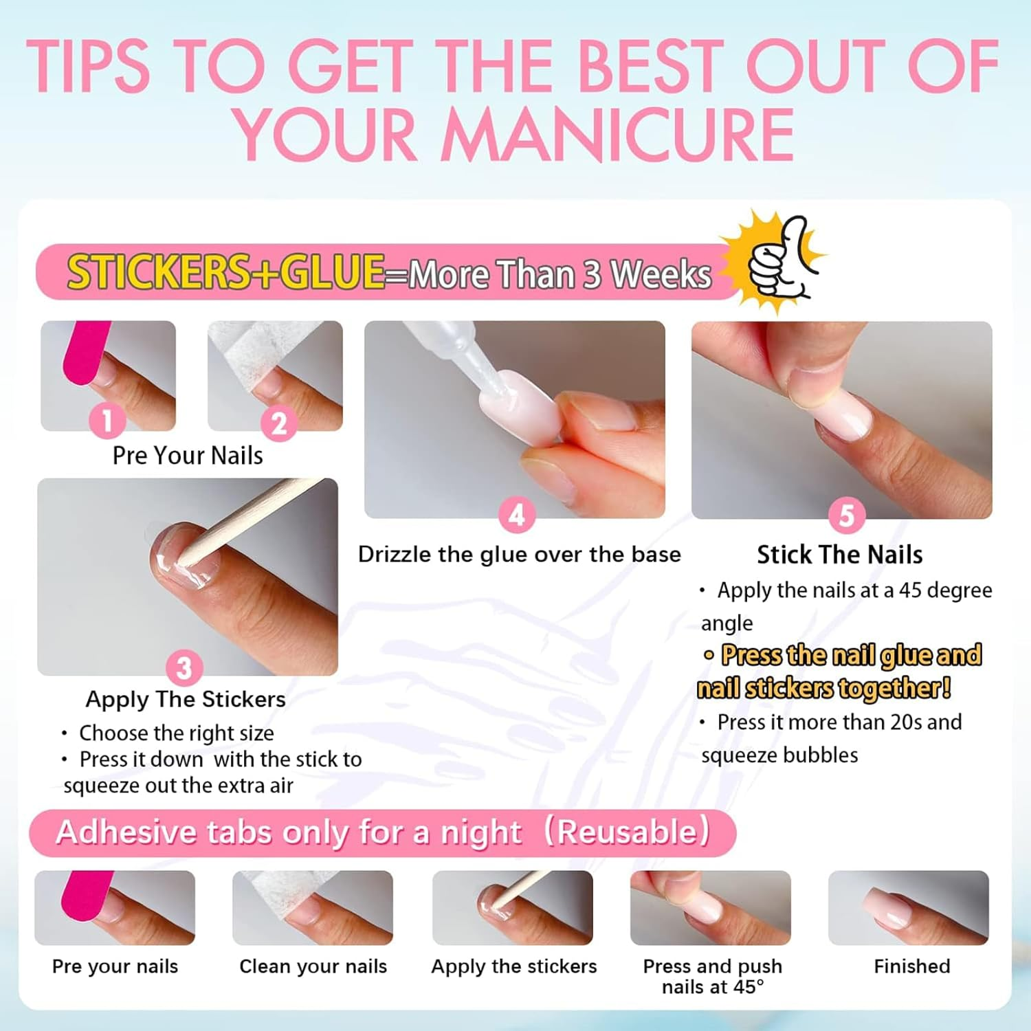 TELAIN 24 Pieces Snowflake Press on Nails, Short Square False Nails, Christmas Press on Nails, Gold Glitter with Design, Full Coverage, Stick on Nails image number 3