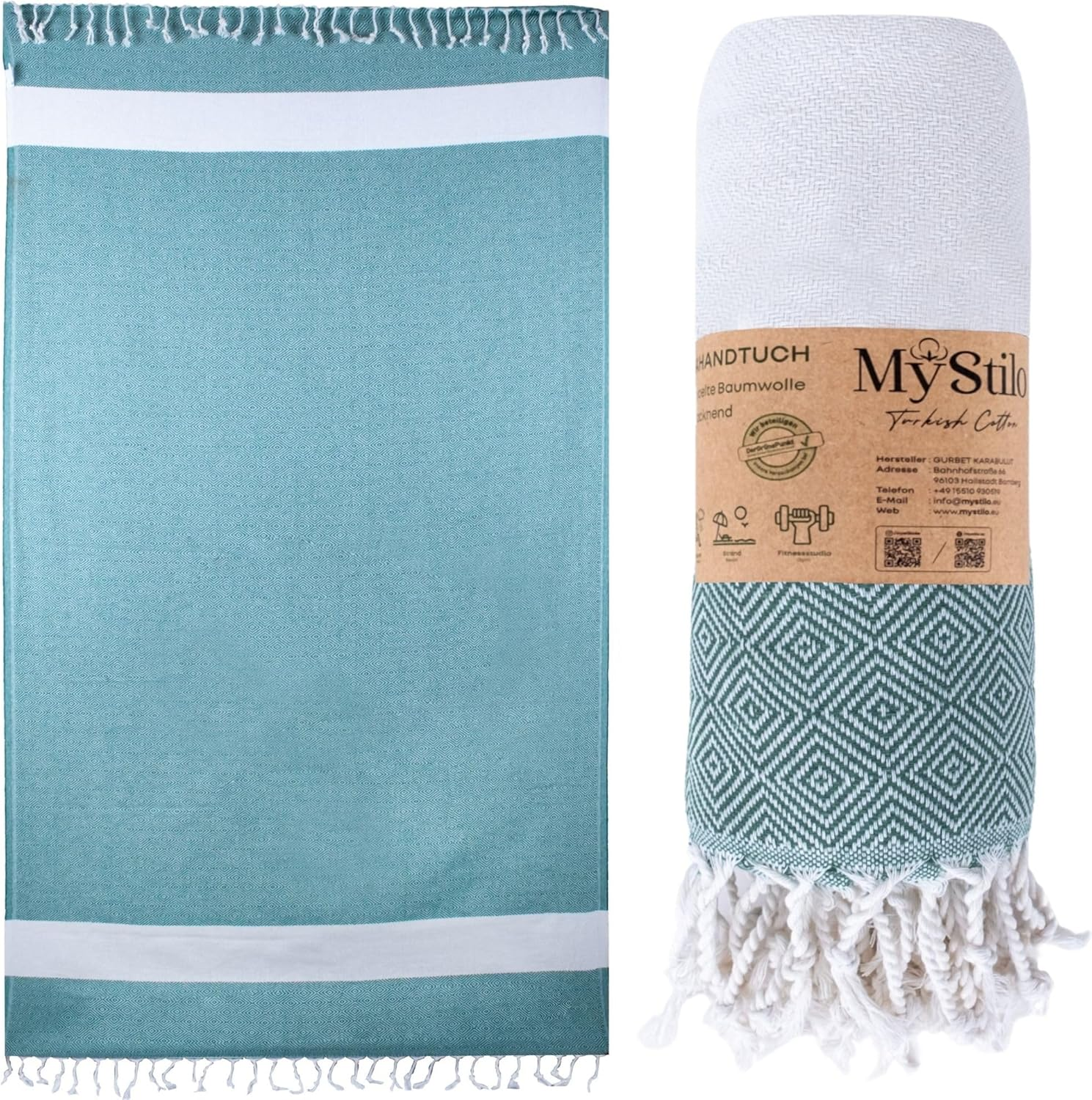 Mystilo Beach Towel Sauna Towel XXL - Thick, Soft Bath Towel 100 X 200 Cm, Quick-Drying - Premium Hammam Towel with Diamond Pattern for Men, Women (Royal Blue)