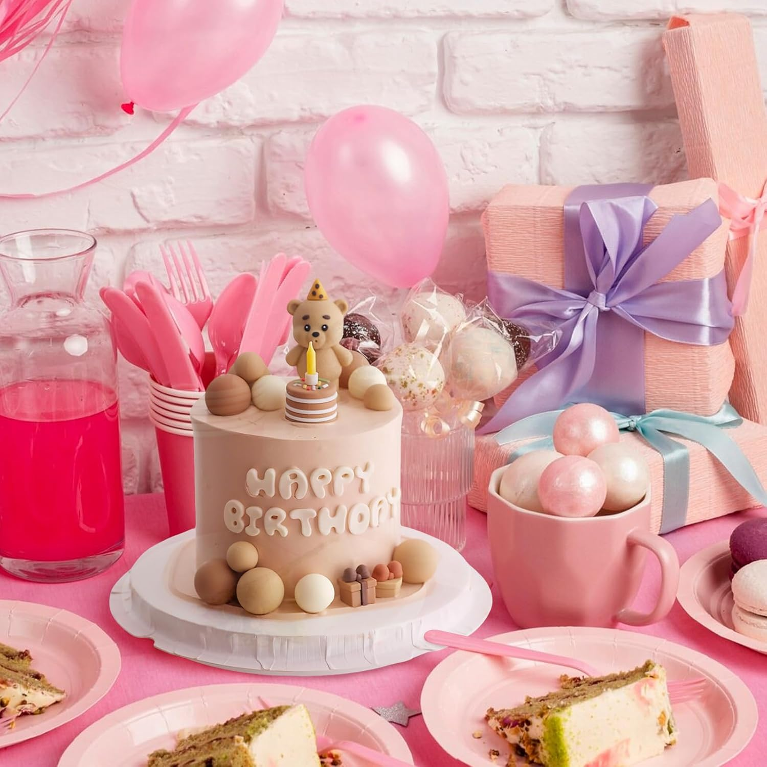 Jungle Animal Cake Decorations - Wild Animal Cake Toppers with Koala, Bee or Bear for Kids Birthday Party, Cupcake Toppers for Jungle Theme Party Supplies (Brown) image number 3