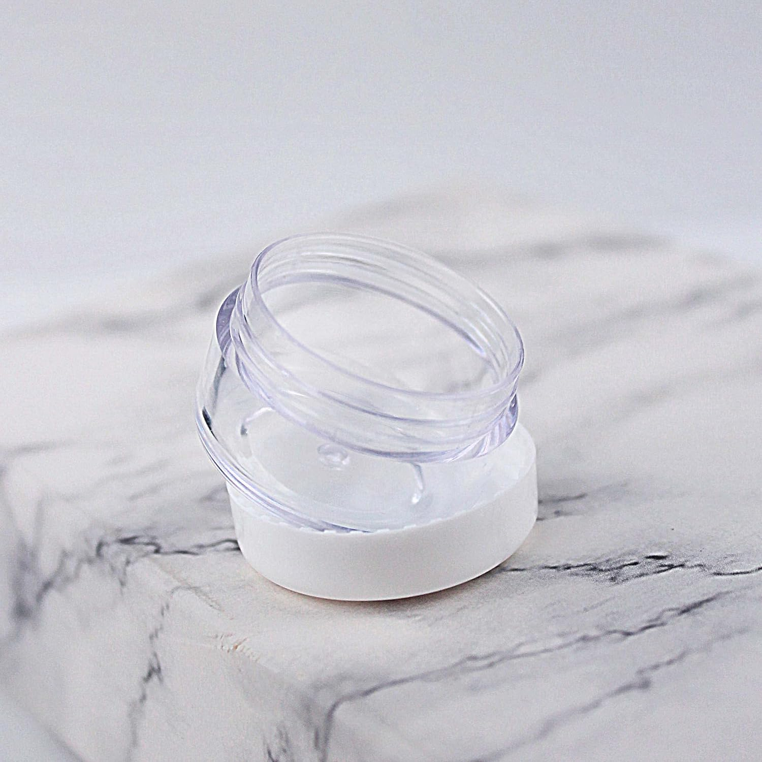 5G round Plastic Cream Bottle with White Caps Empty Refillable Cosmetic Container Jars for Cream Lotion Eye Shadow, Nails, Powder, Paint, Jewelry (50Pcs) image number 3