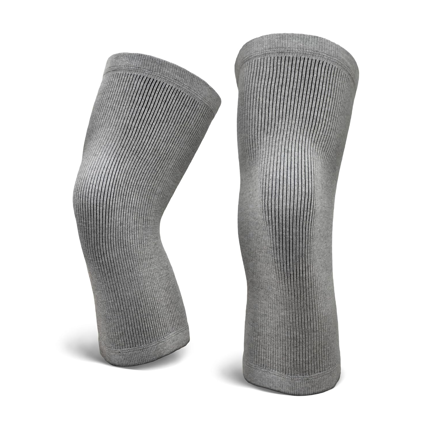 Vital Salveo-Charcoal Knee Warmers-For Men and Women, Soft Breathable Elastic Knees Sleeves, Comfortable,Joint Pain Relief for Arthritis,Suitable for Day and Night-Light Grey Large Fit (1Pair) image number 5