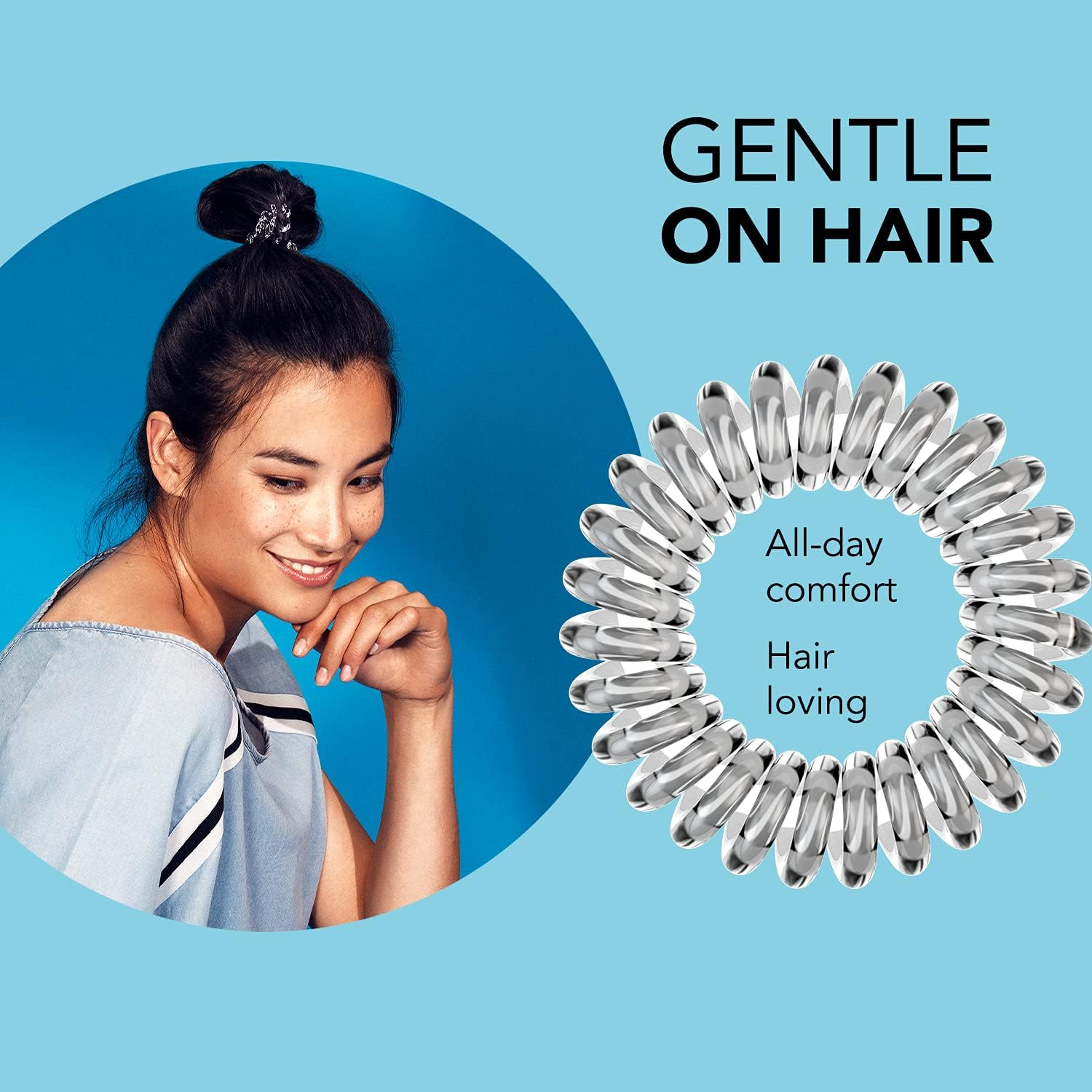 Invisibobble Power Traceless Spiral Hair Ties - 5 Pack - Crystal Clear - Strong Elastic Grip Coil Hair Accessories for Active Women - No Kink, Non Soaking - Gentle for Girls Teens and Thick Hair image number 4