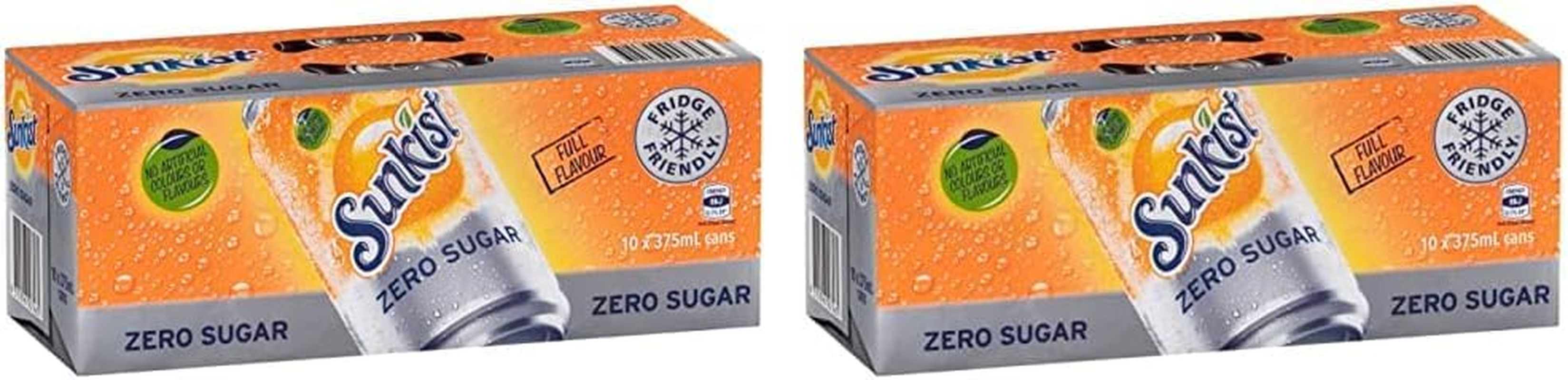 Sunkist Zero Sugar Soft Drink Can 375 Ml (Pack of 10) image number 1