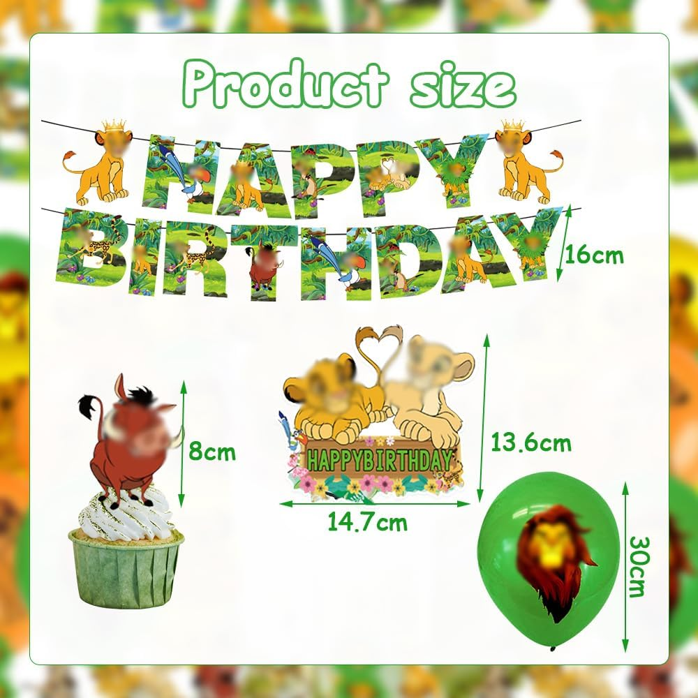 44PCS Lion Party Balloons Decorations Set,Lion Birthday Party Supplies,King Banner,Kids Animals Party Decorations Lion Theme Cake Toppers for Baby Shower, Kids Birthday Party image number 1